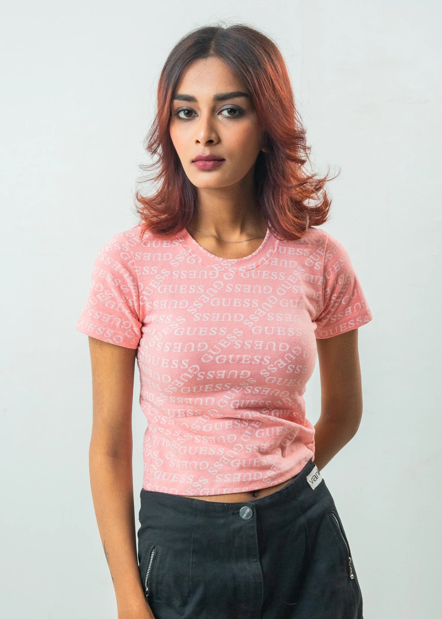 cotton jersey Top in Blush pink