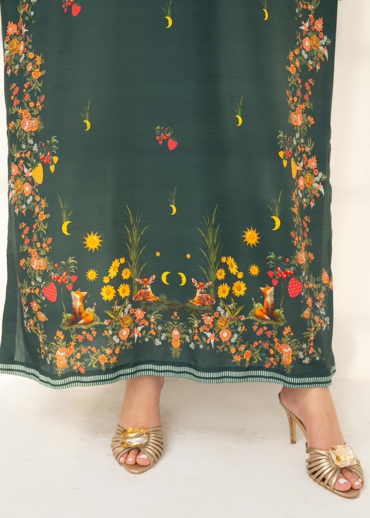 lawn Kaftan in Green