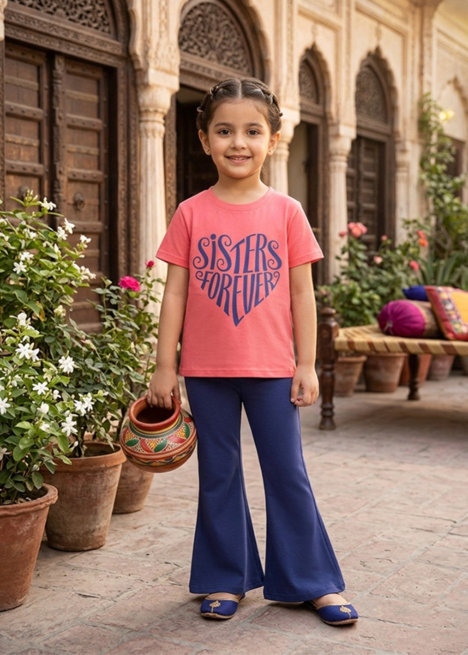 Co Ord Sets in Coral pink, navy blue