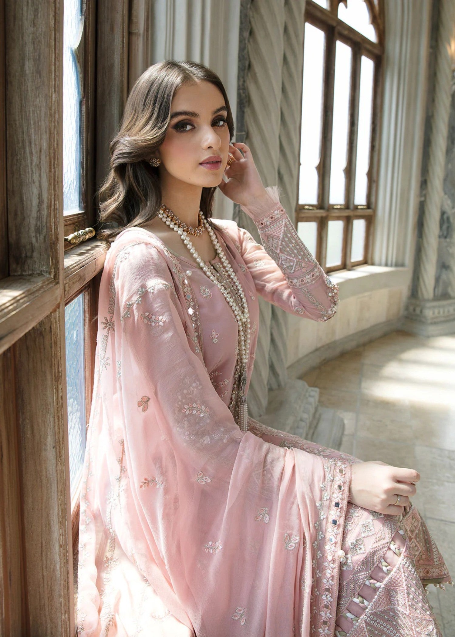chiffon Kurta Set in Pink