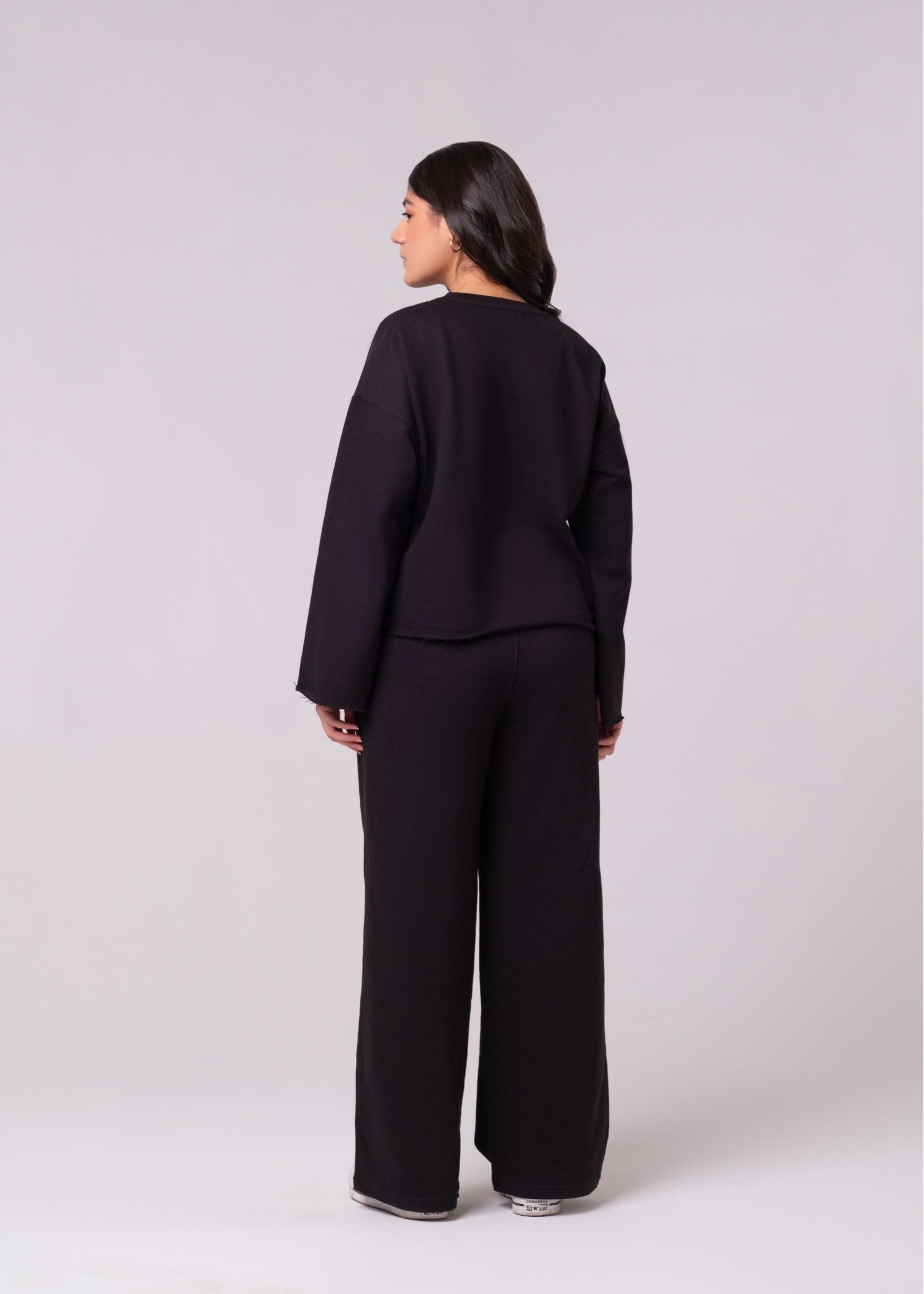 interlock knit Co Ord Sets in Black