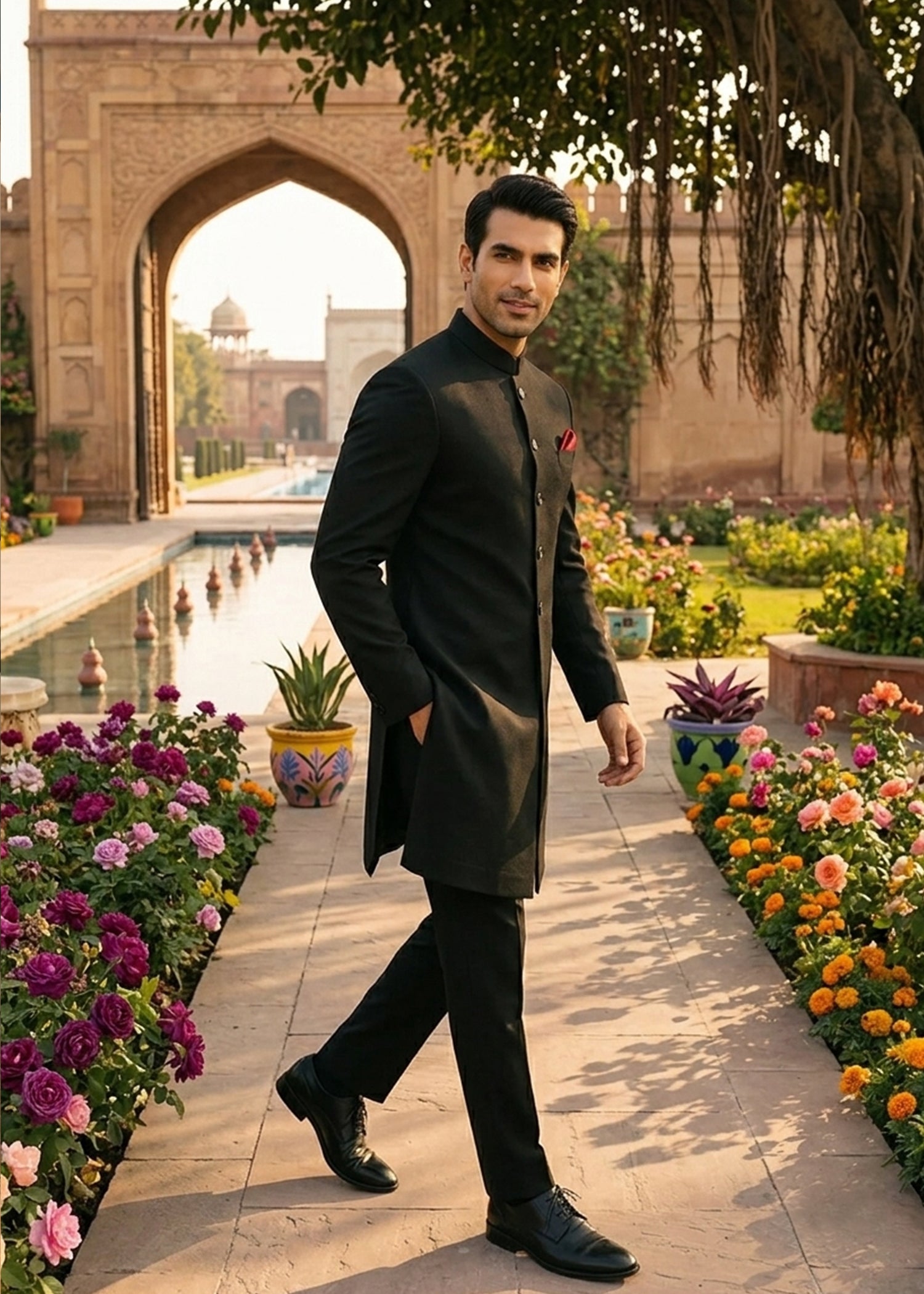 suiting Sherwani in Black