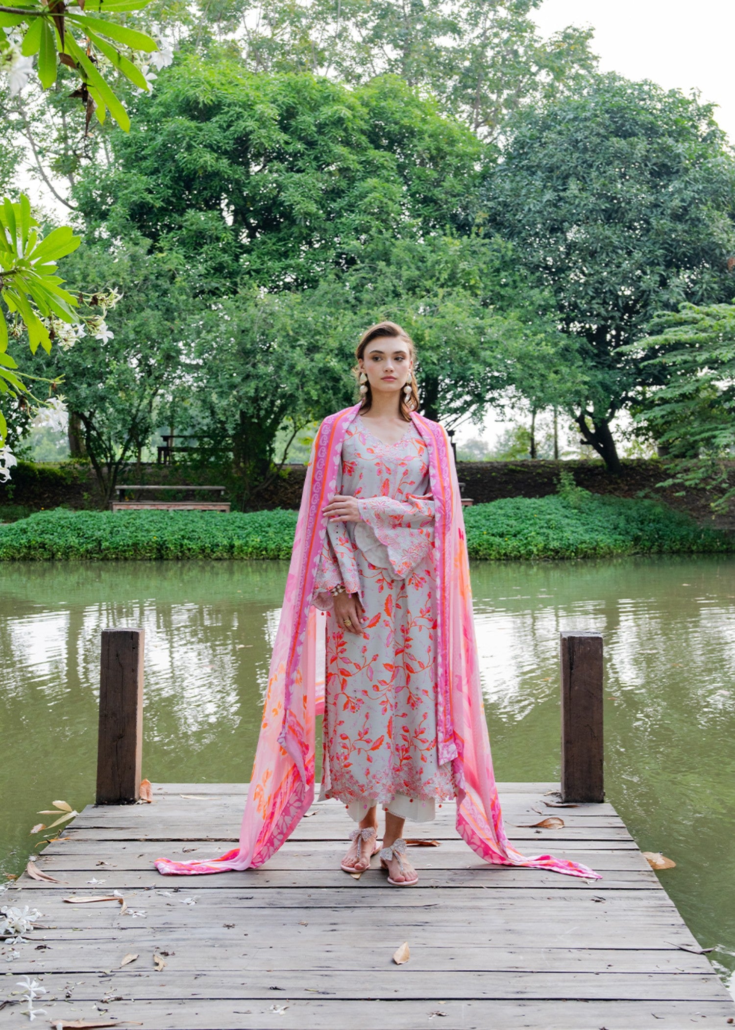 lawn Unstitched in Blush pink, grey