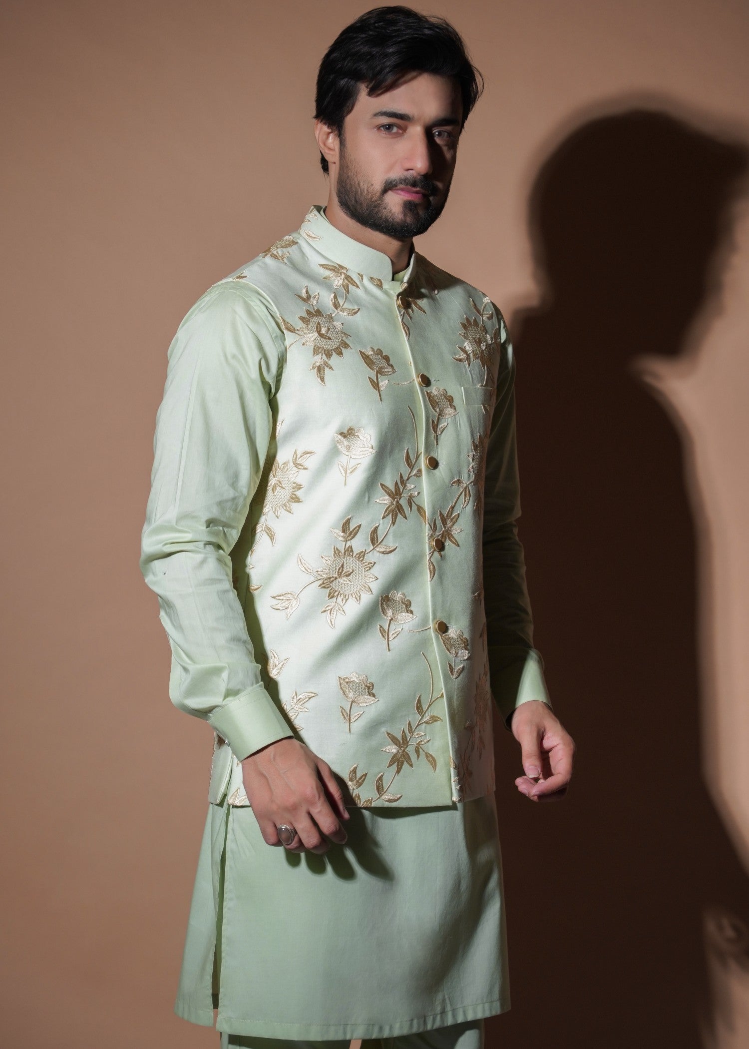 tropical Waistcoat in Mint green