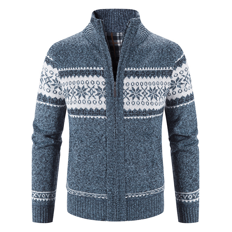 Men'S Color Block Christmas Snowflake Jacket