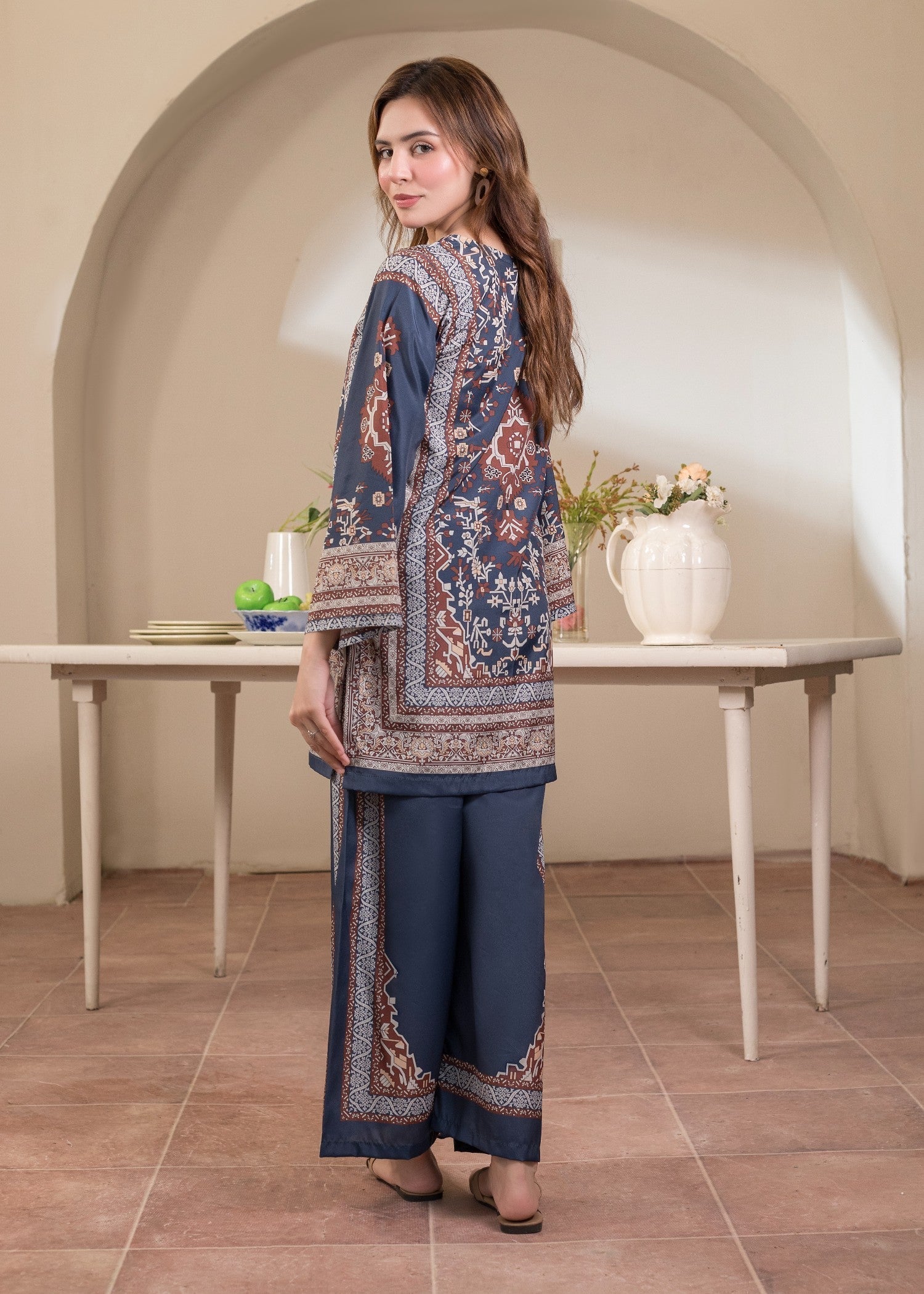 polyester crepe Co Ord Sets in Navy blue