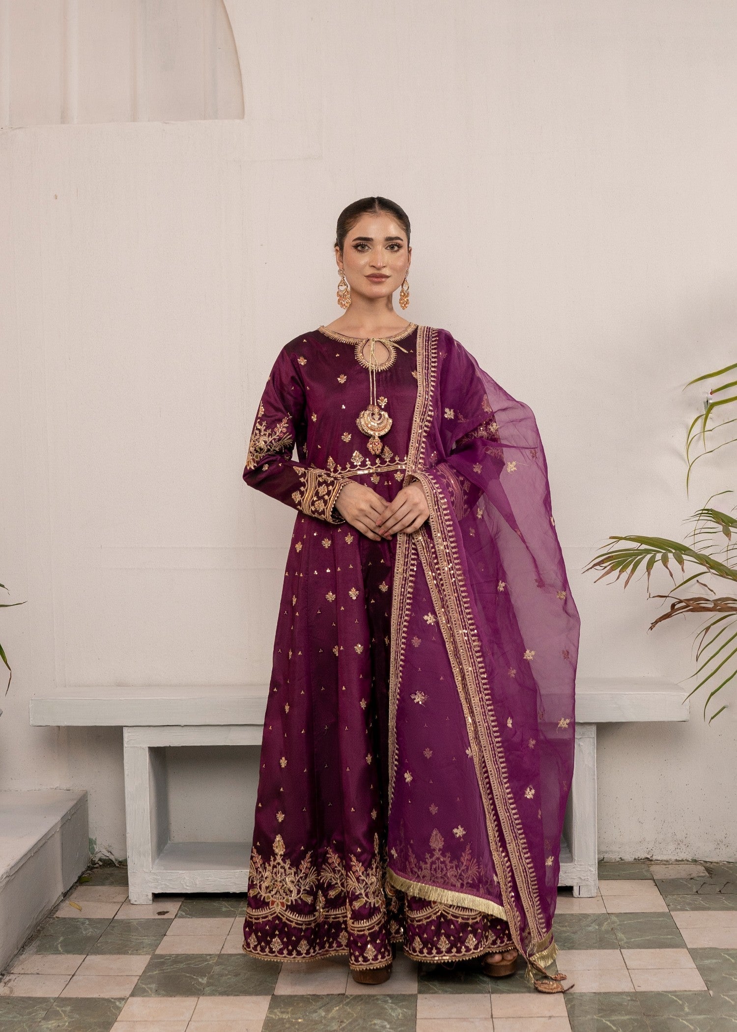 silk Pishwas in Magenta