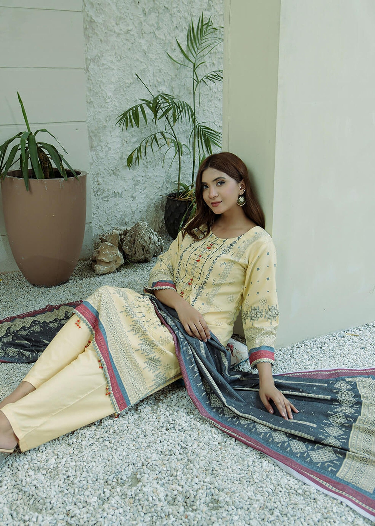 dhanak Unstitched in Yellow