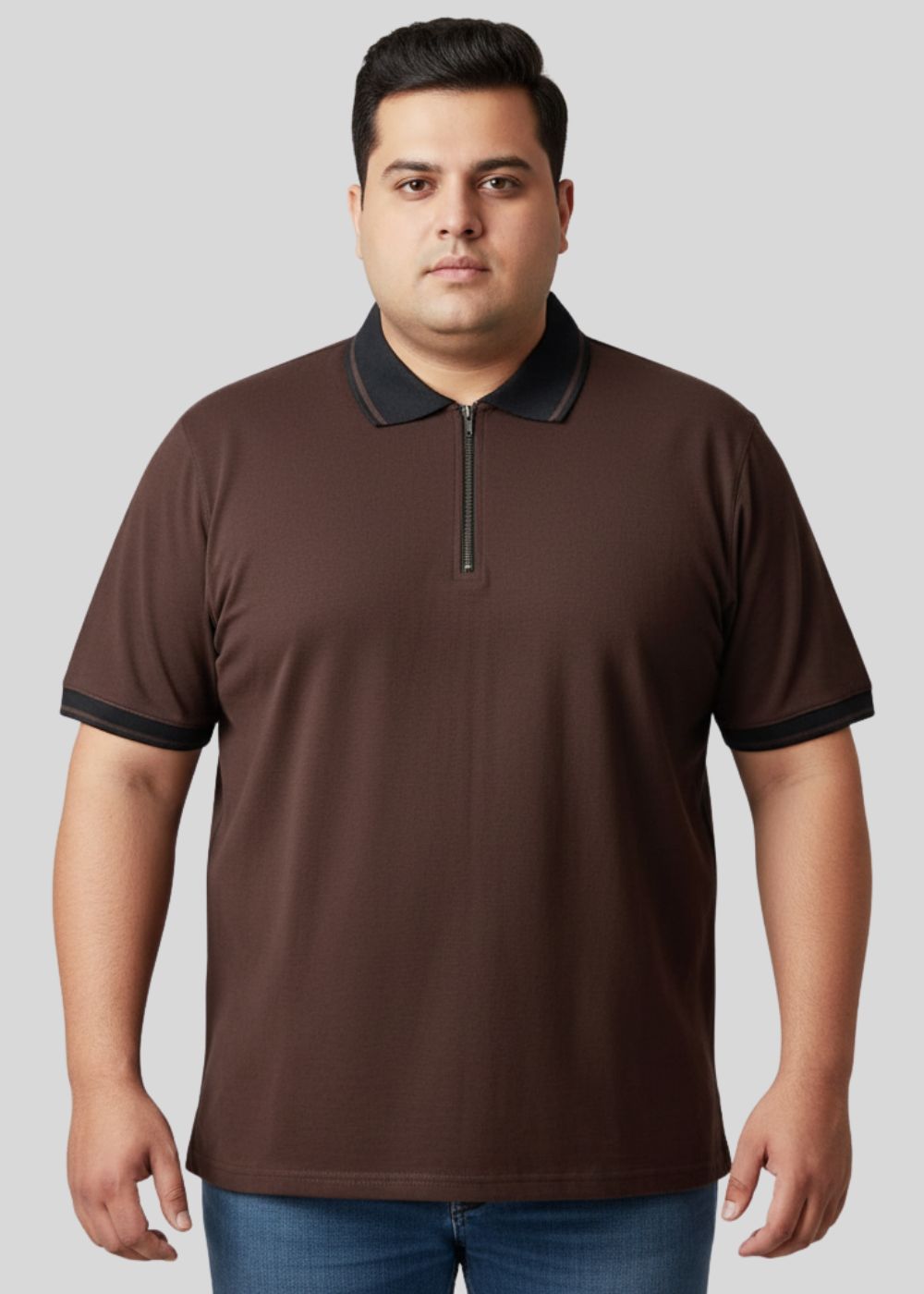 cotton pique Polo Shirt in Chocolate brown