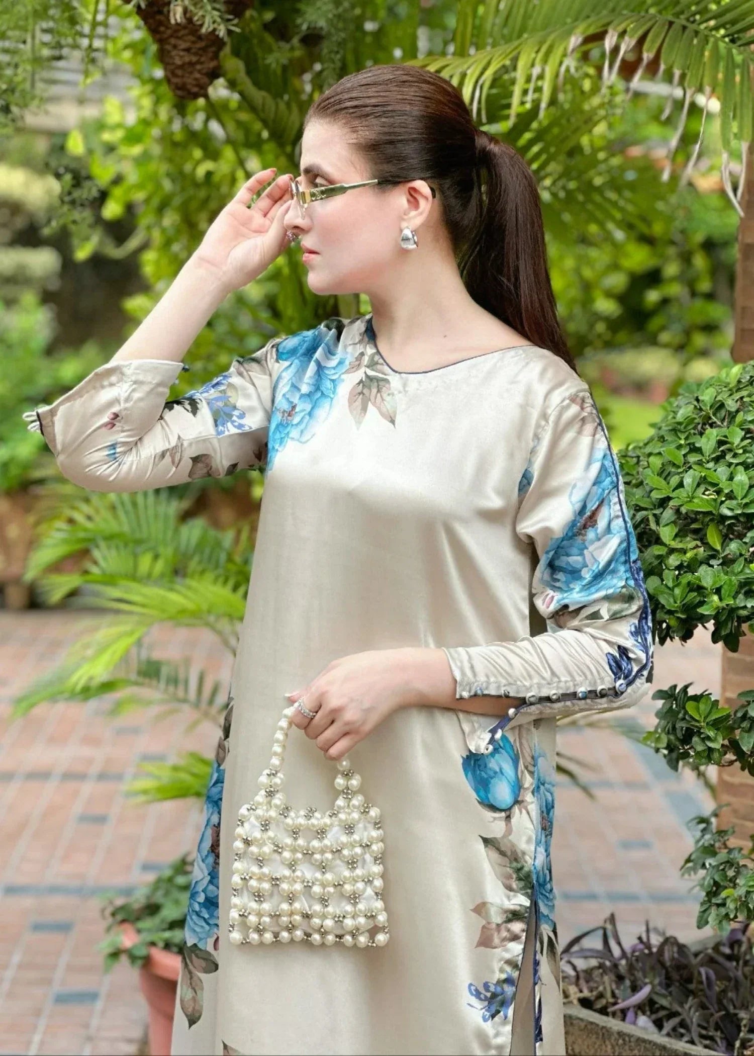 silk Kurta Set in Ivory