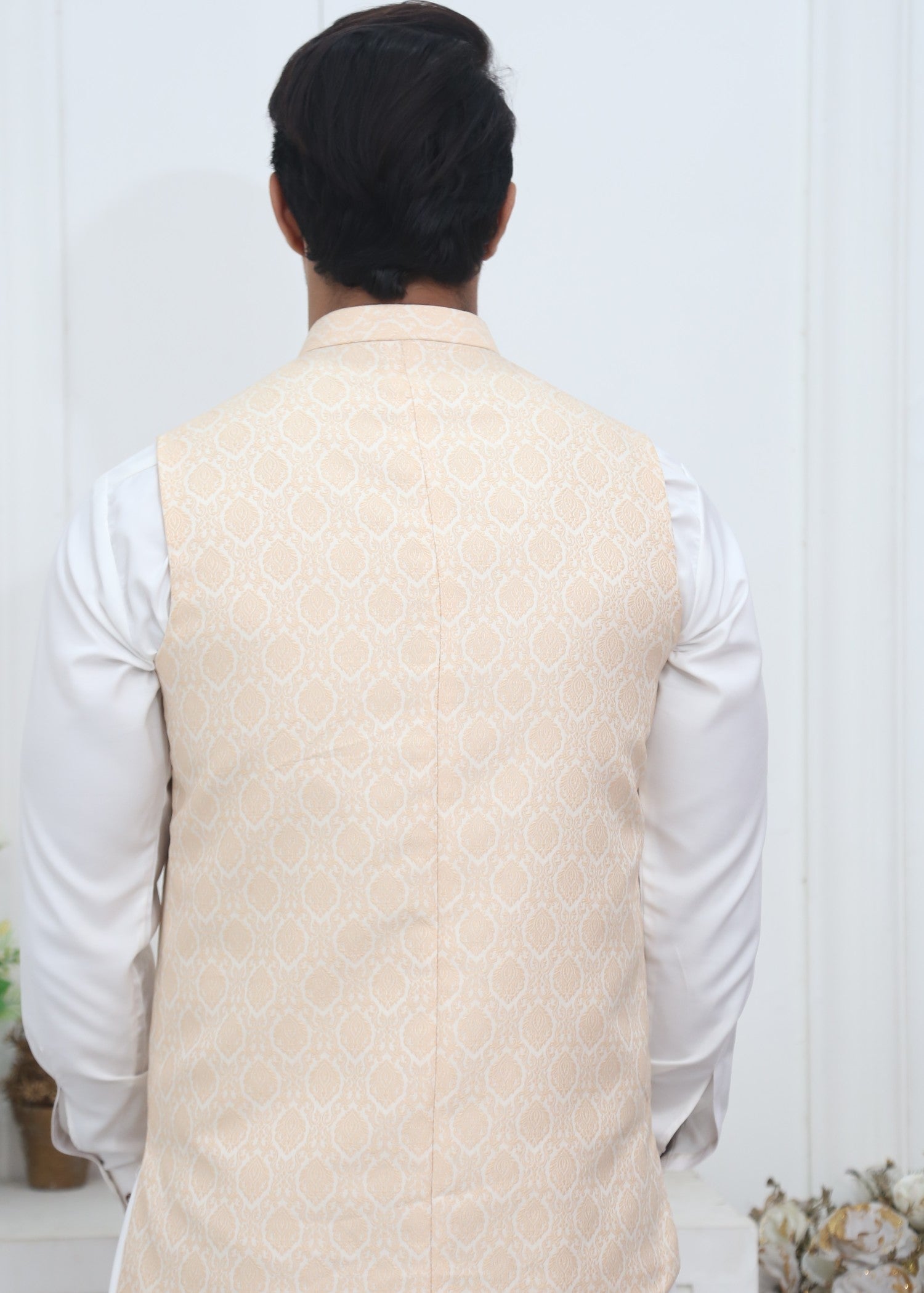 jamawar Waistcoat in Beige