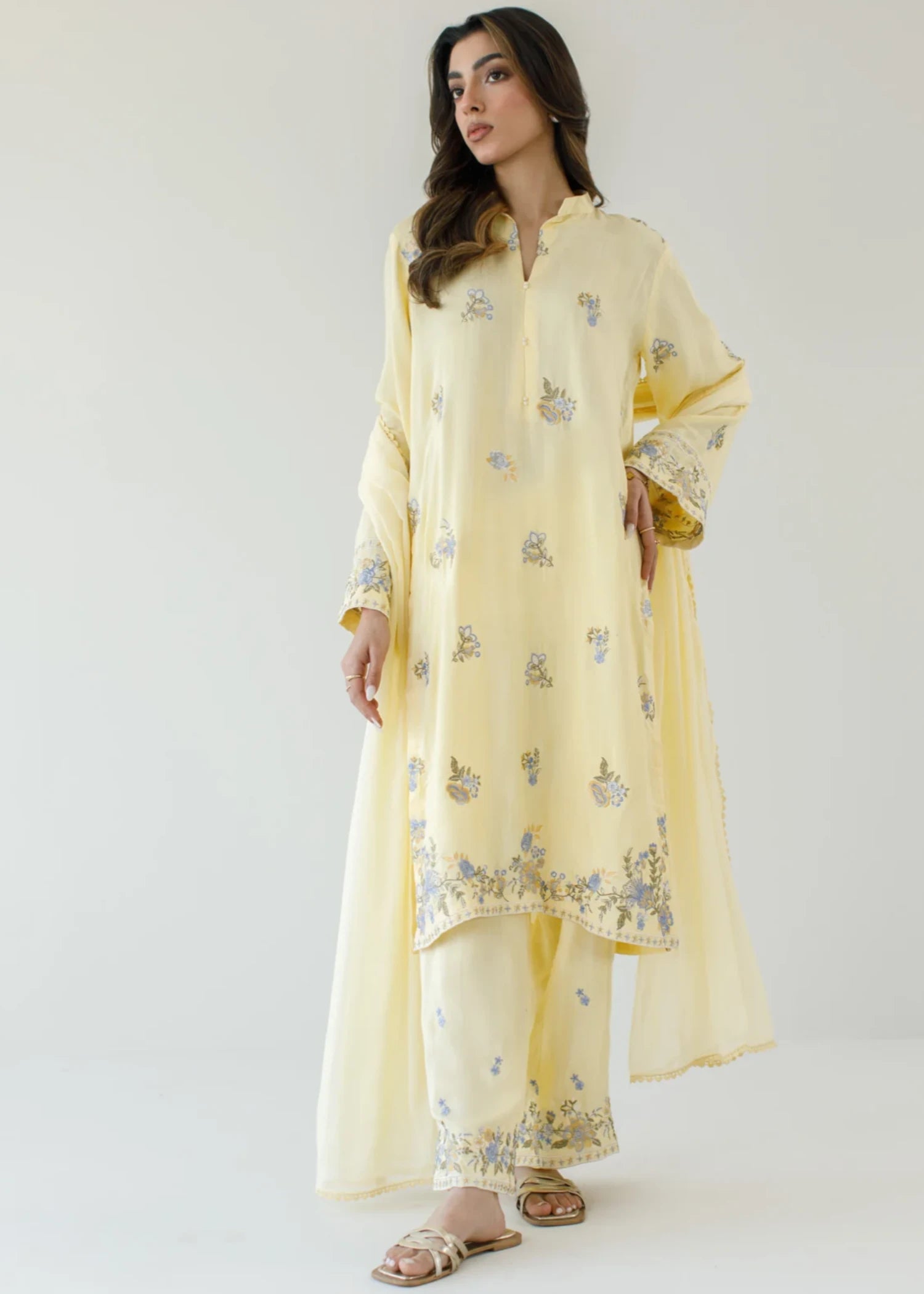 raw silk Kurta Set in Butter