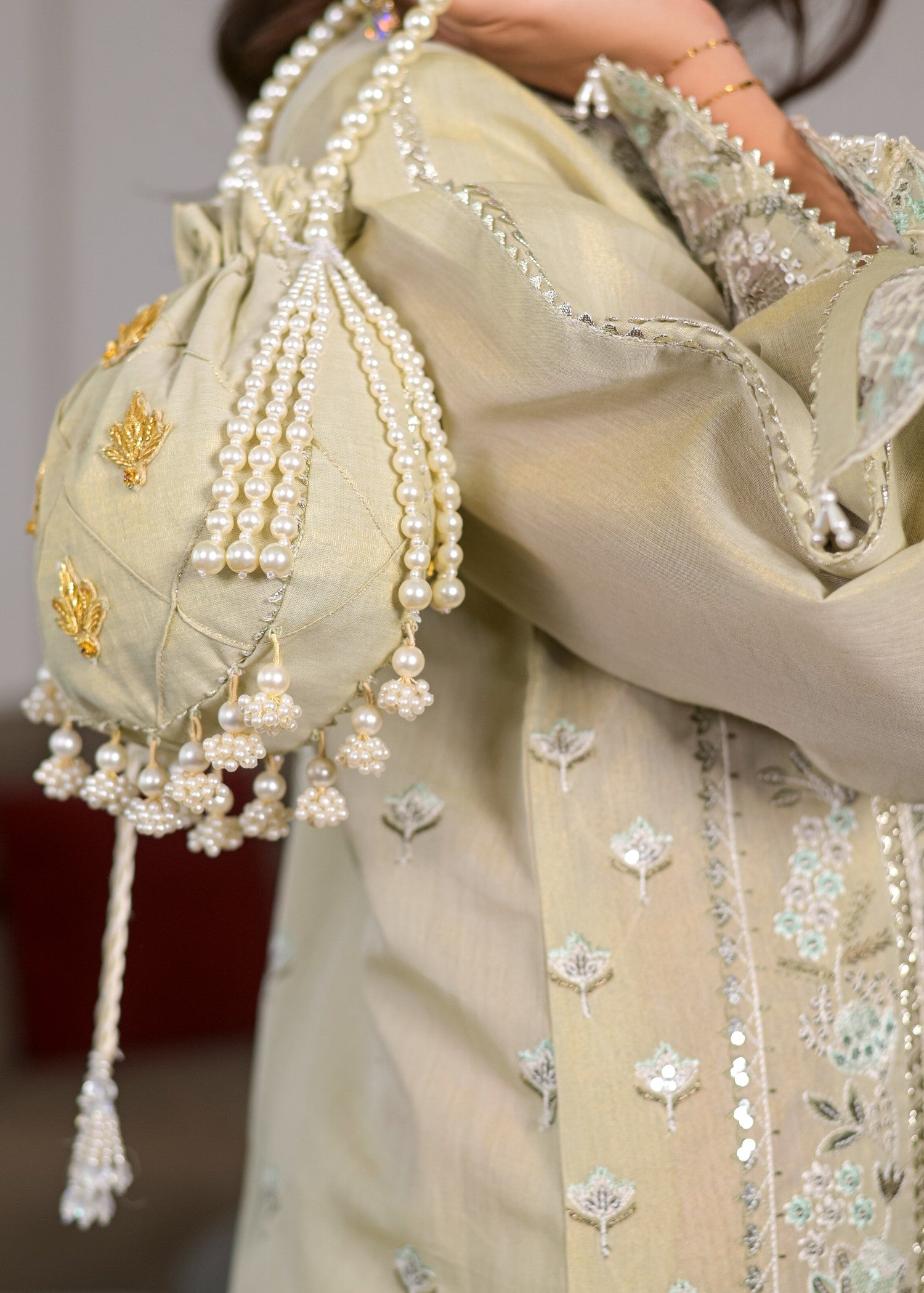 cotton masuri Kurta Set in Pistachio green