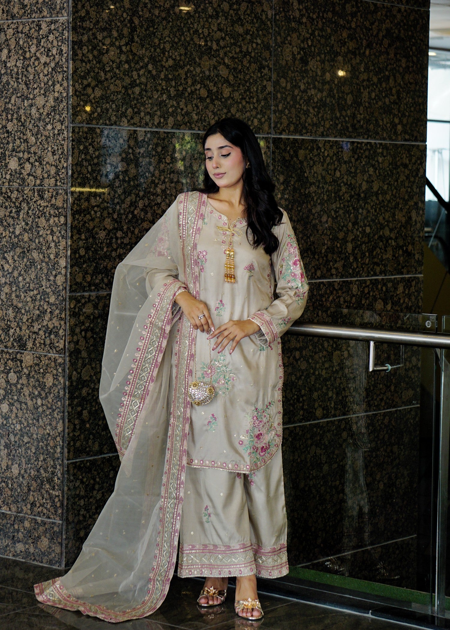 silk Kurta Set in Ivory