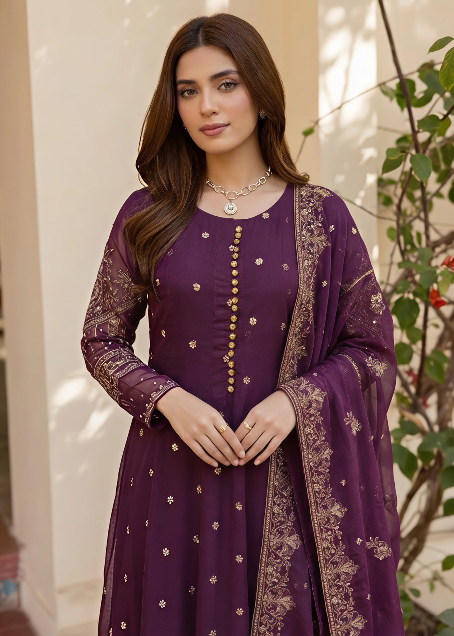 chiffon Maxi in Plum purple