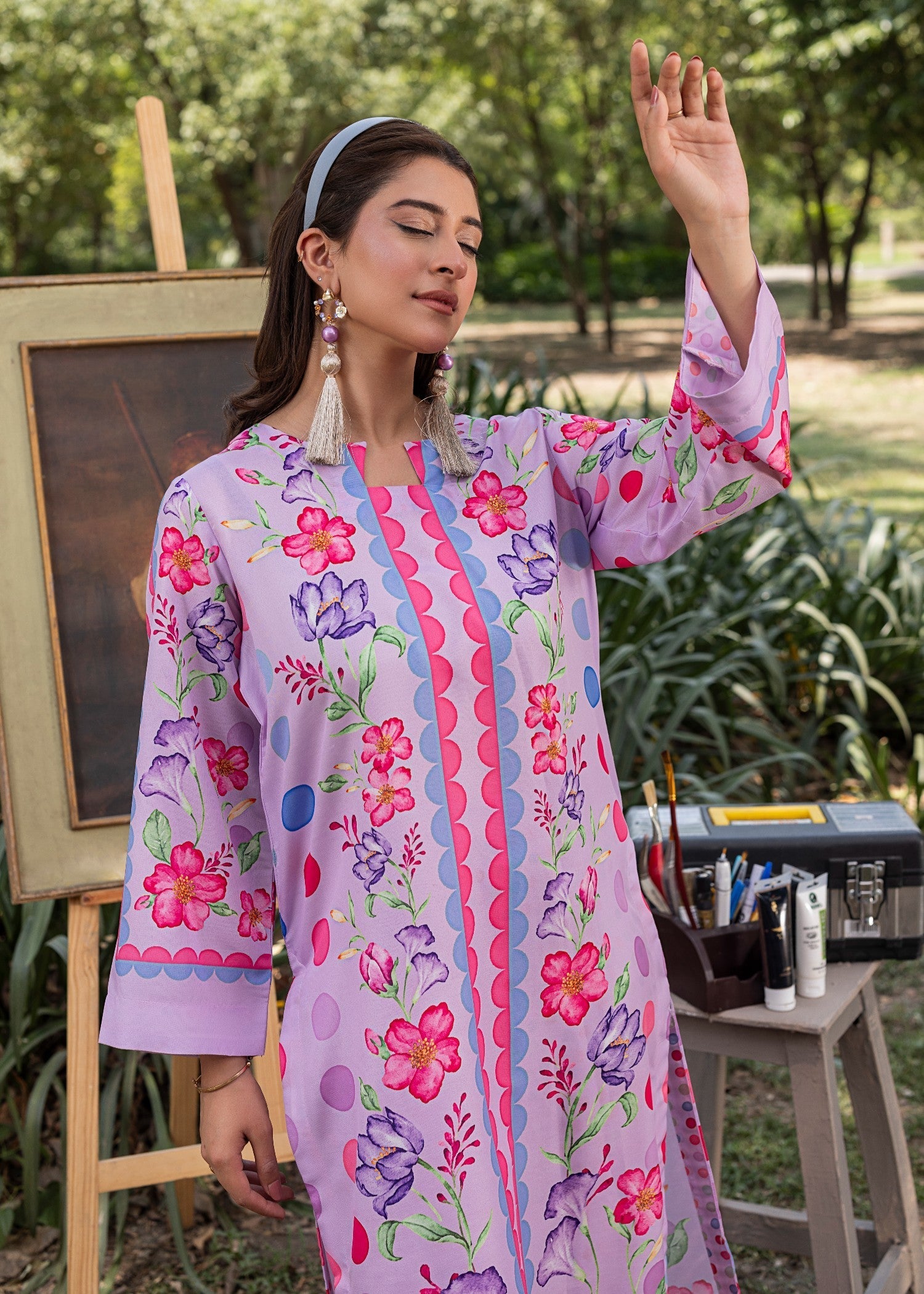 cotton silk Co Ord Sets in Lilac
