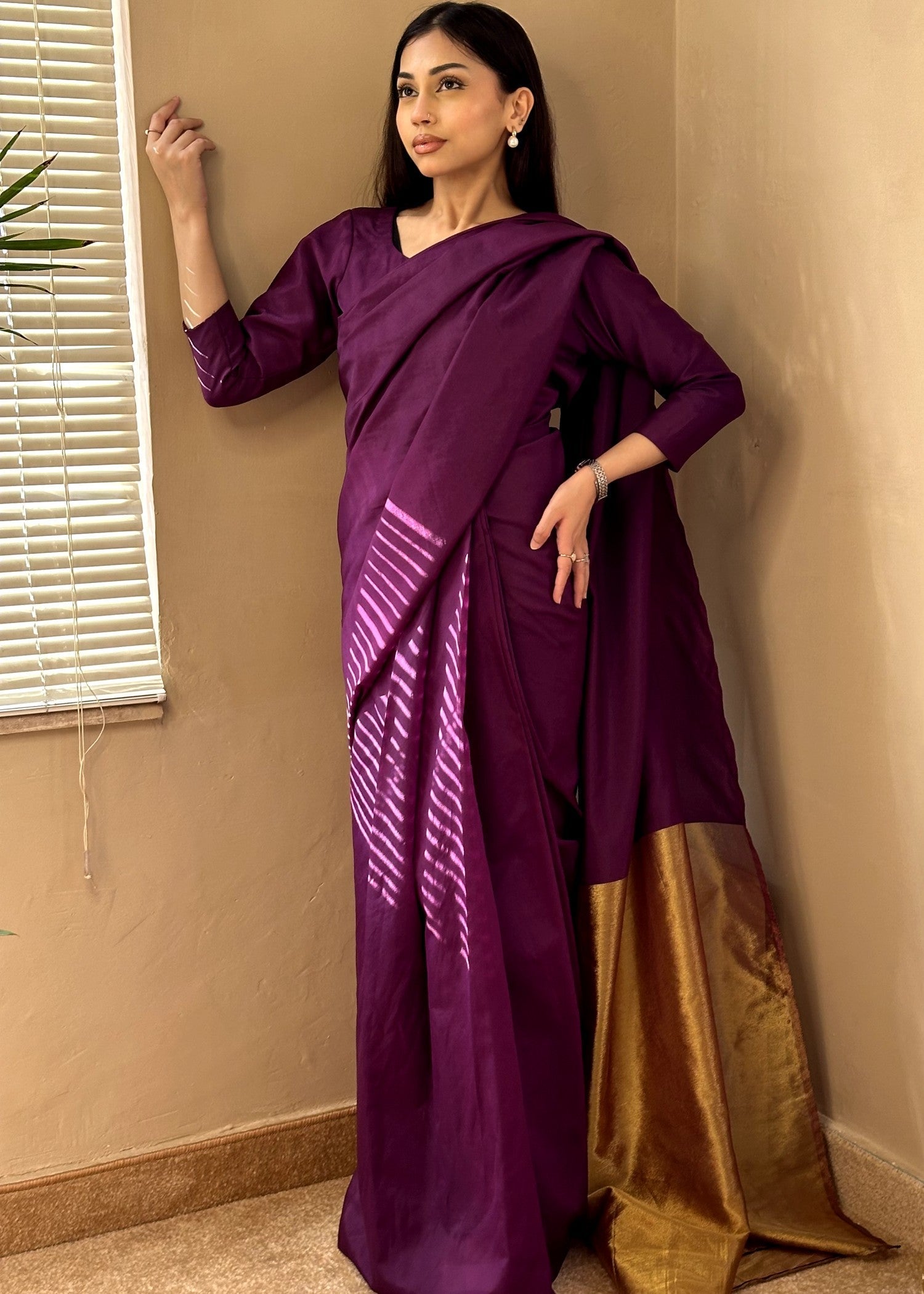 kattan silk Saree in Purple