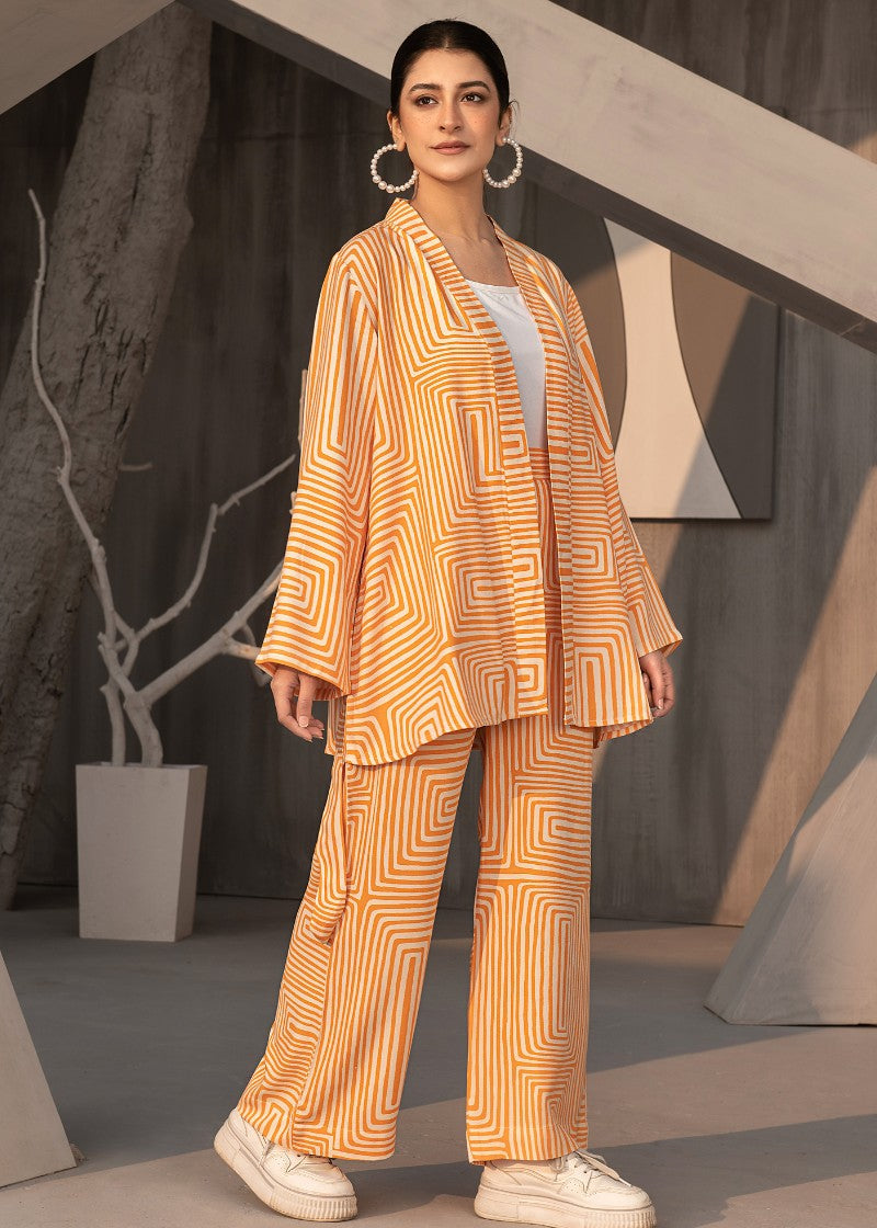 blended grip silk Co Ord Sets in Orange