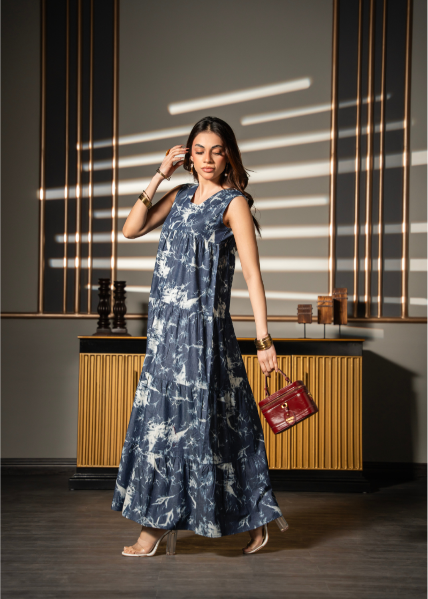 denim-like chambray Dress in Blue