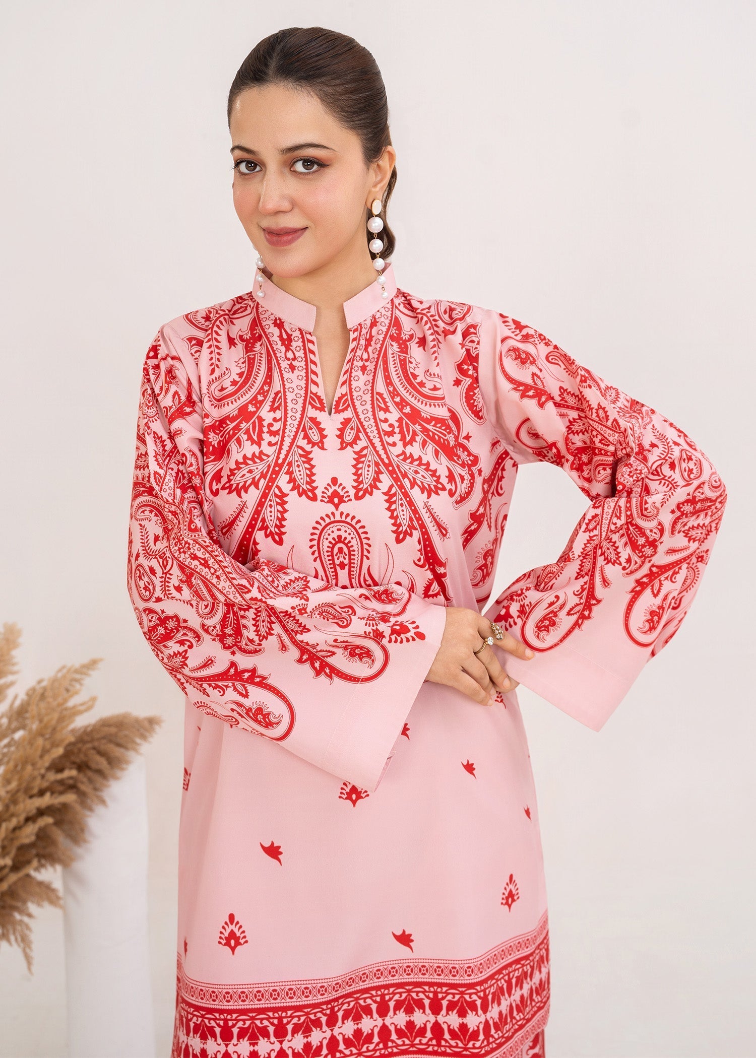 poly lawn Co Ord Sets in Blush pink, red