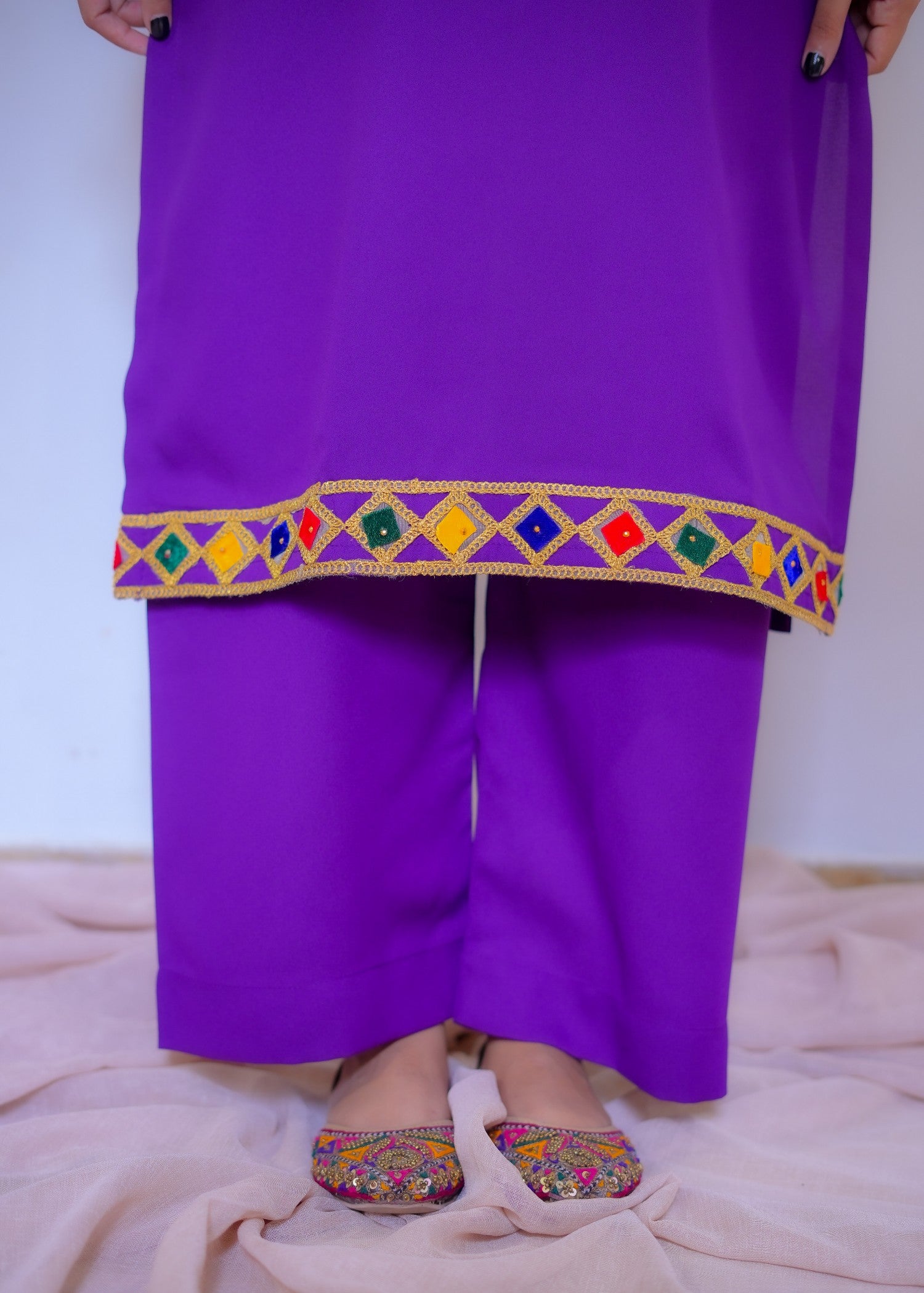 georgette Kurta Set in Electric purple