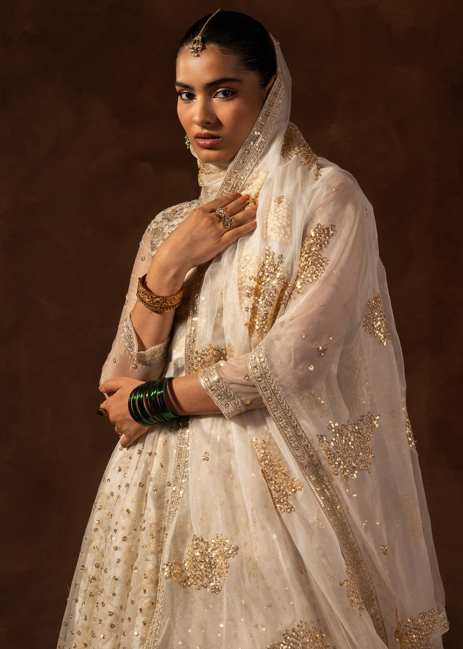 organza Lehenga in White