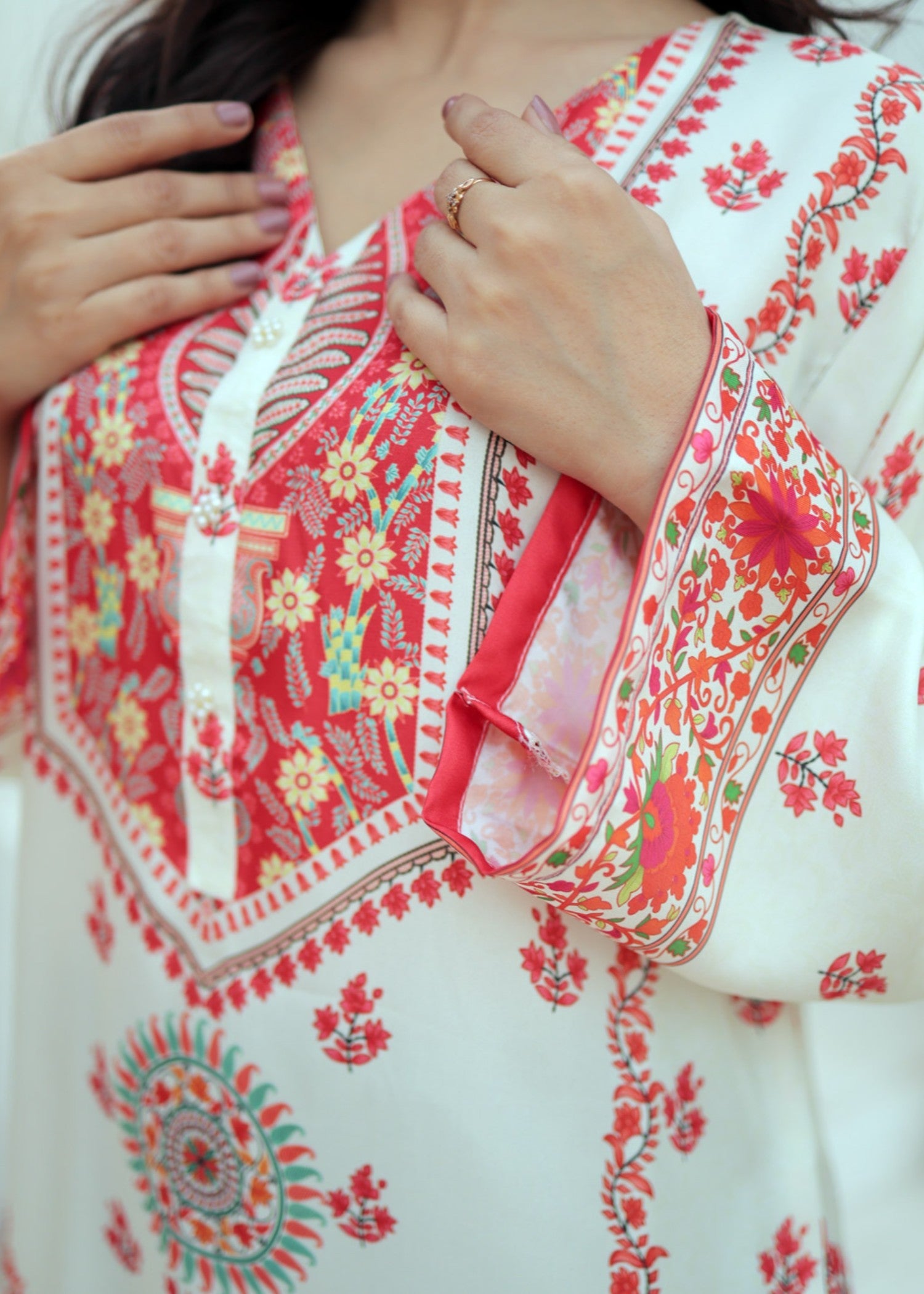 raw silk Kurti in Off-white
