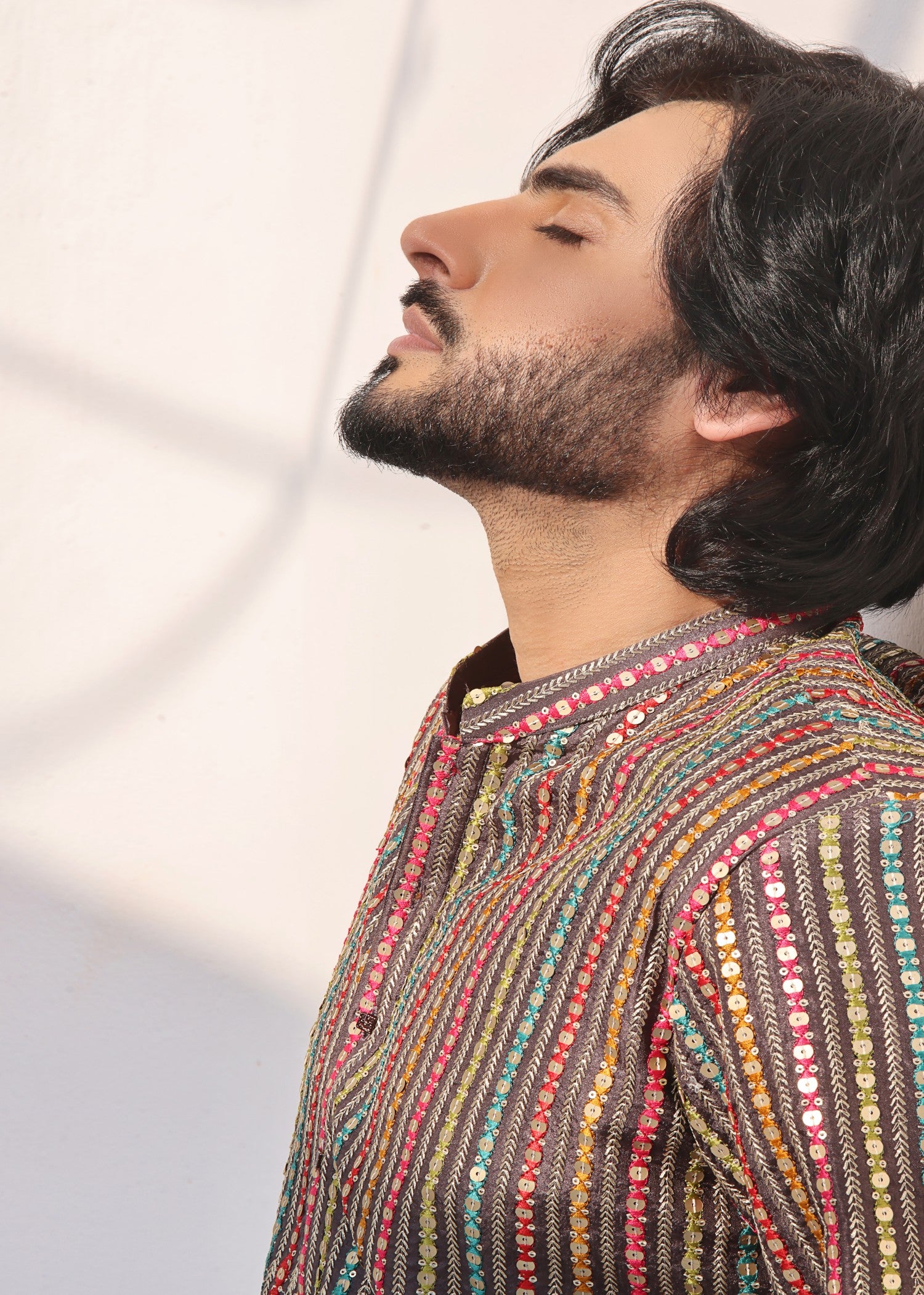 raw silk Shalwar Kameez in Brown
