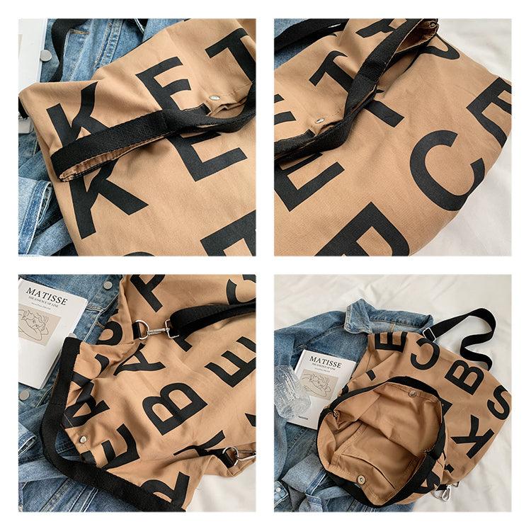 Large-capacity Letter Handbag Canvas Bag Single Shoulder Women