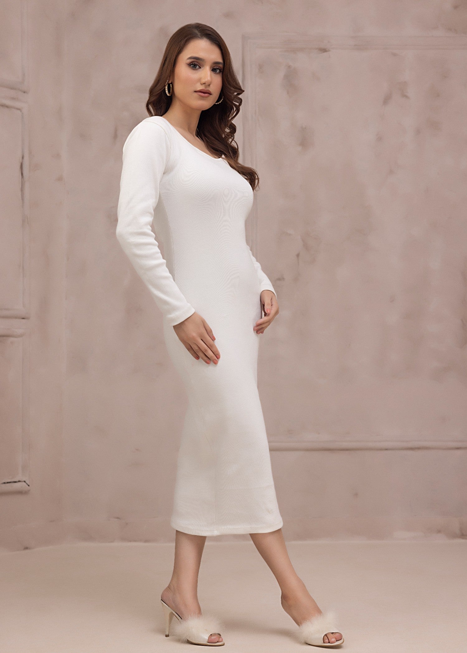 jersey knit Dress in Off-white