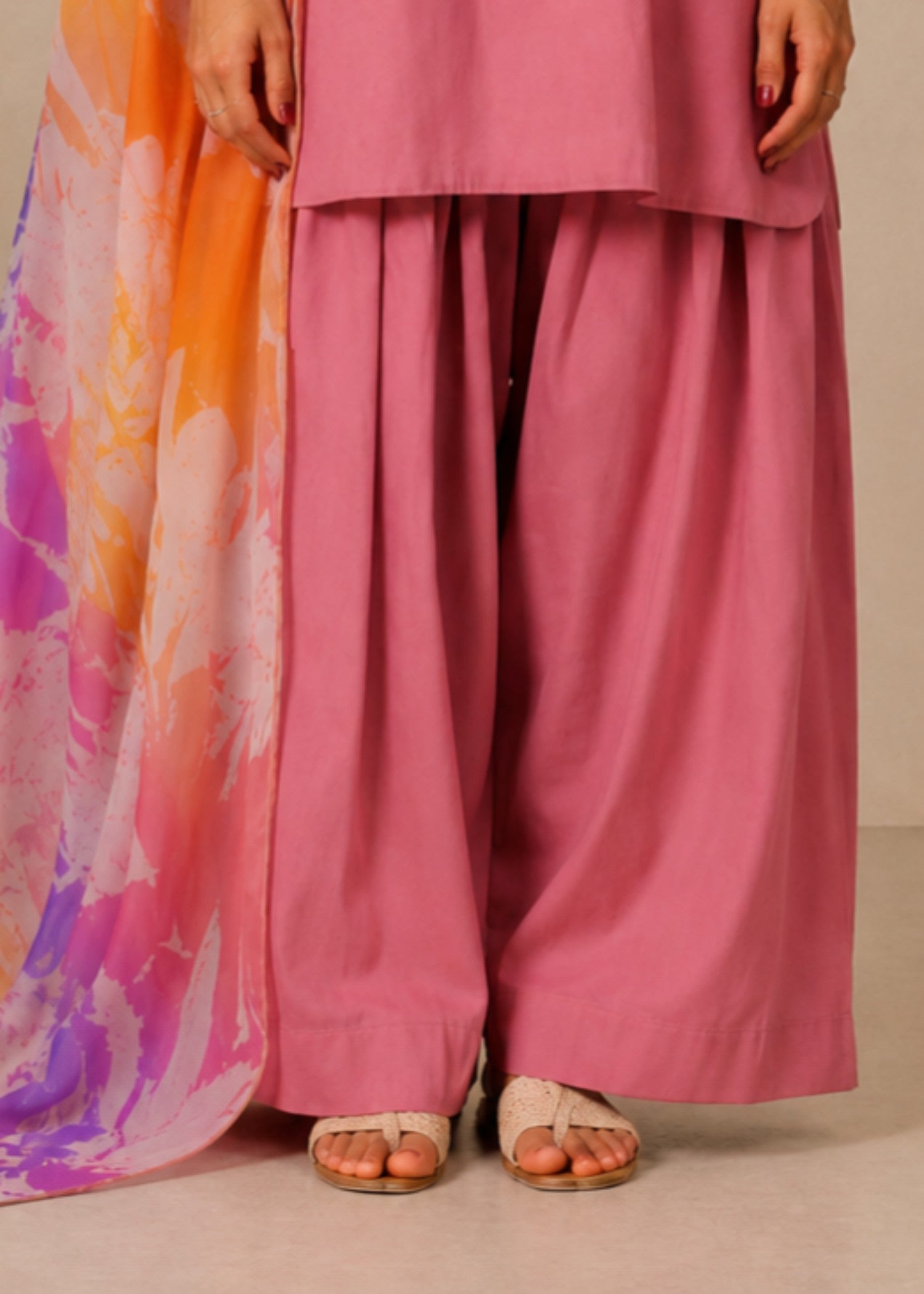 cotton Kurta Set in Thulian pink