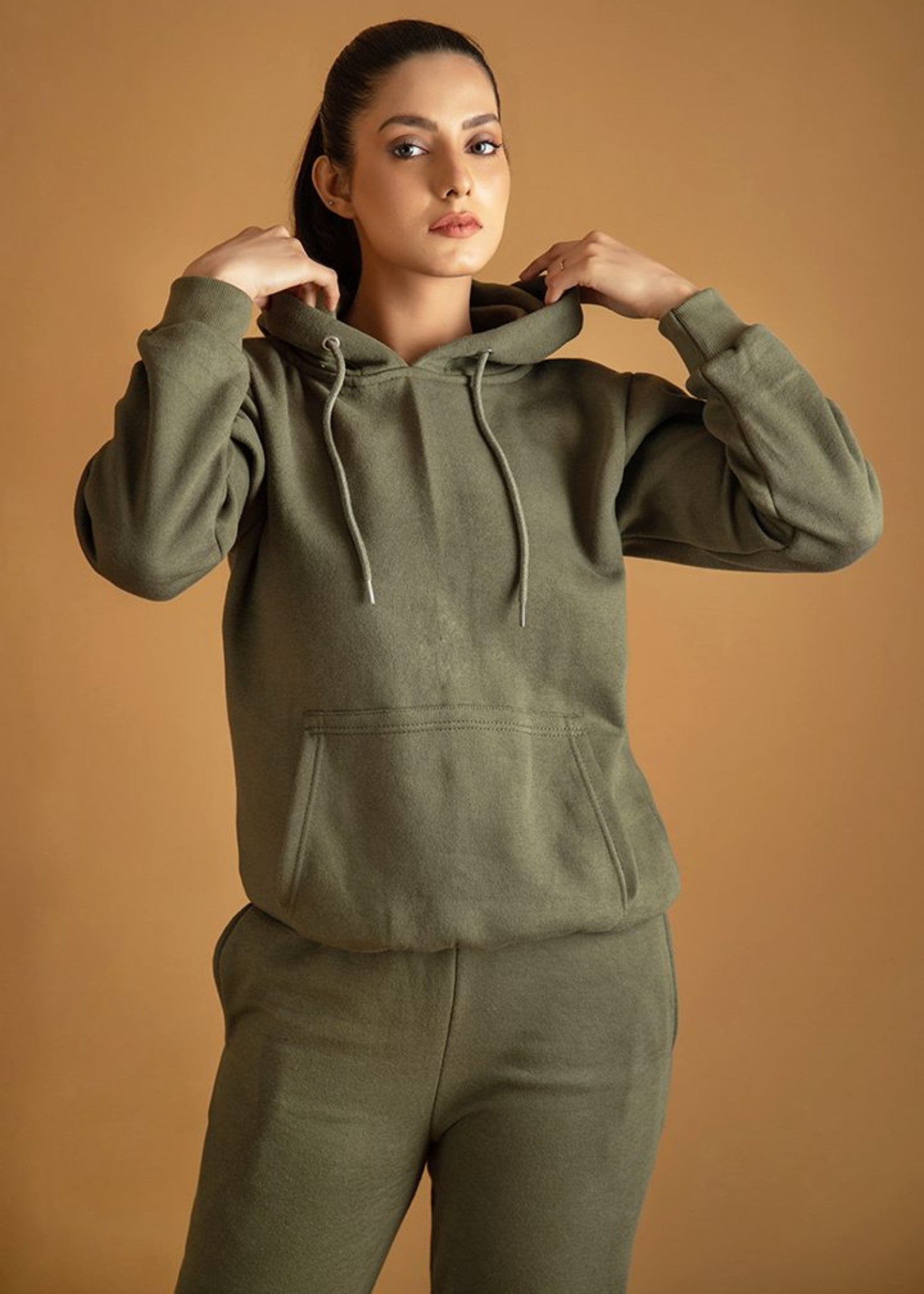 fleece Tracksuit in Olive green