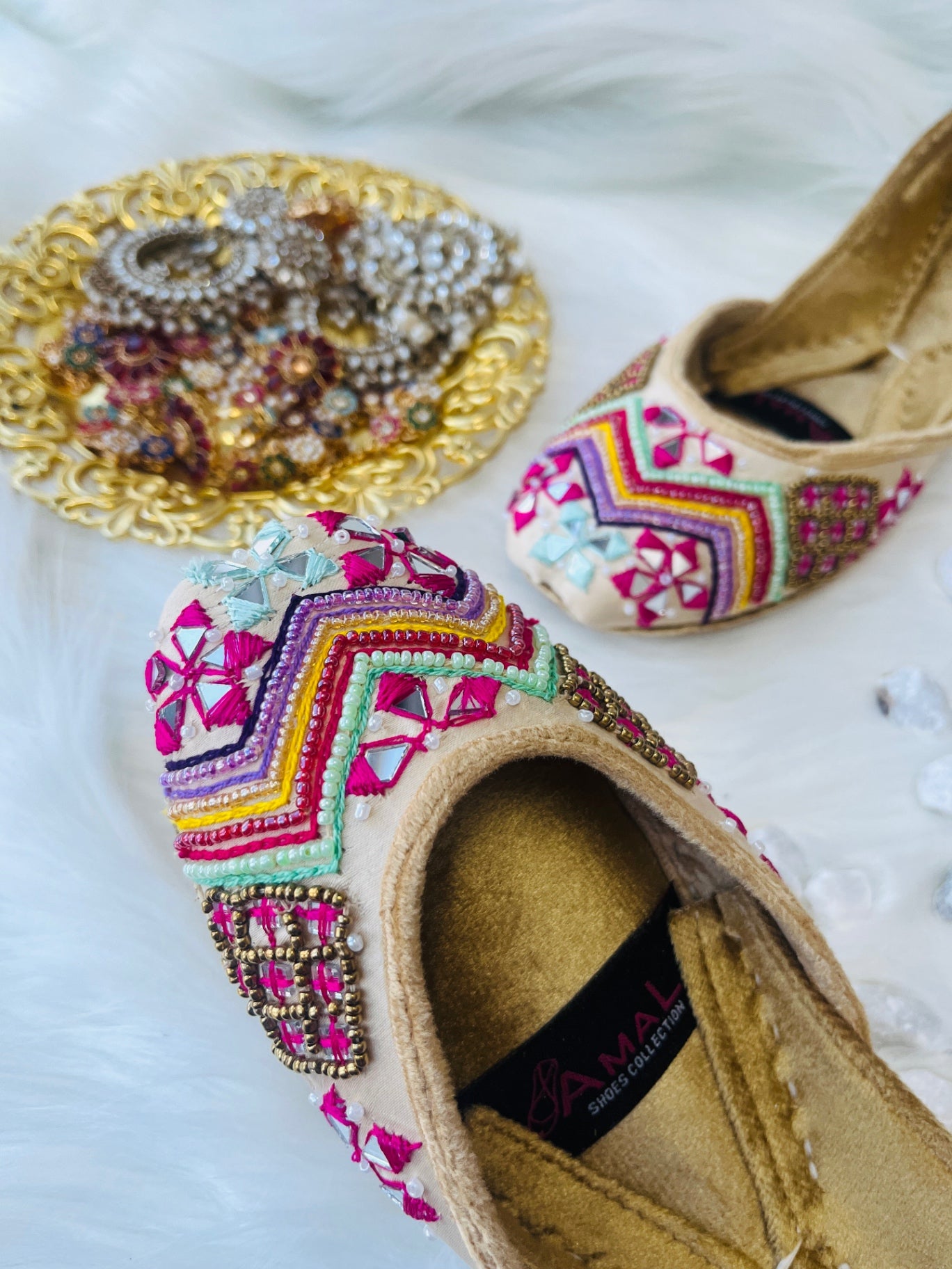 Khussa in Beige by - High Quality Women Khussa IMW3188