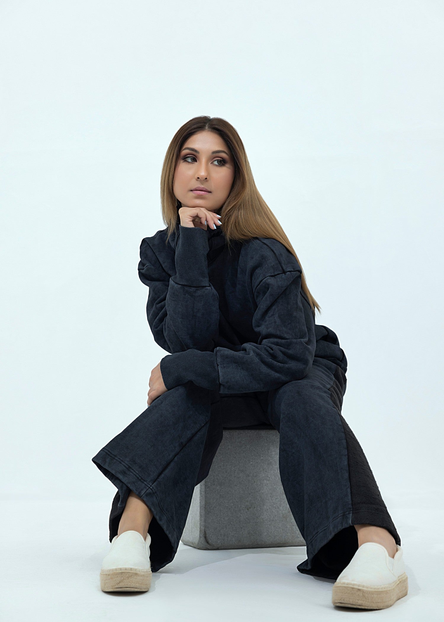 fleece Co Ord Sets in Ice blue, black