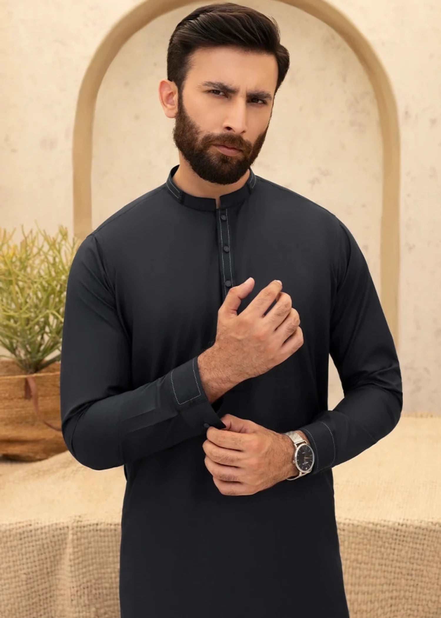 wash & wear Shalwar Kameez in Black