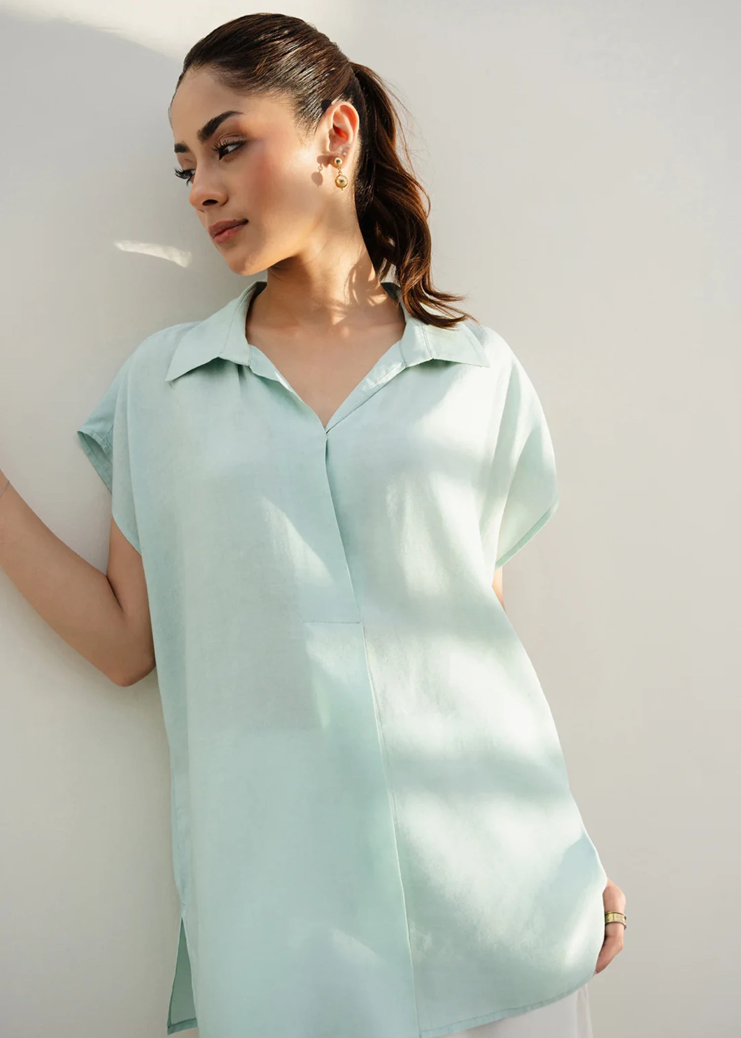 crepe Kurti in Aquamarine