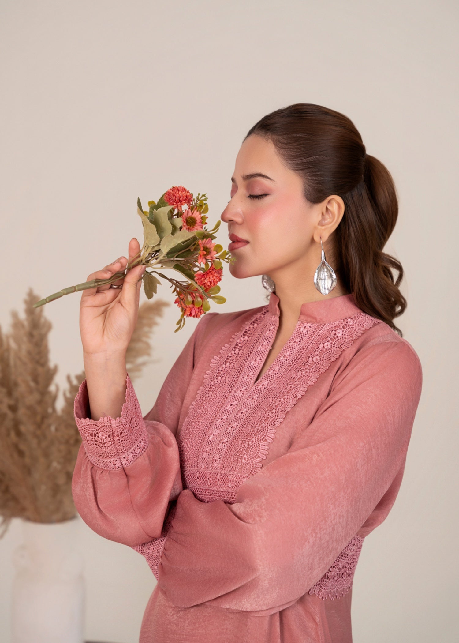 silk satin velvet Maxi in Light pink