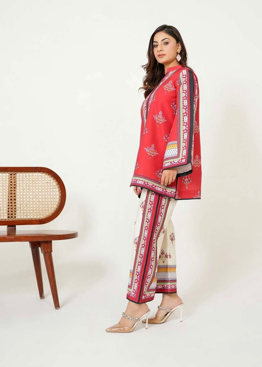poly lawn Co Ord Sets in Red