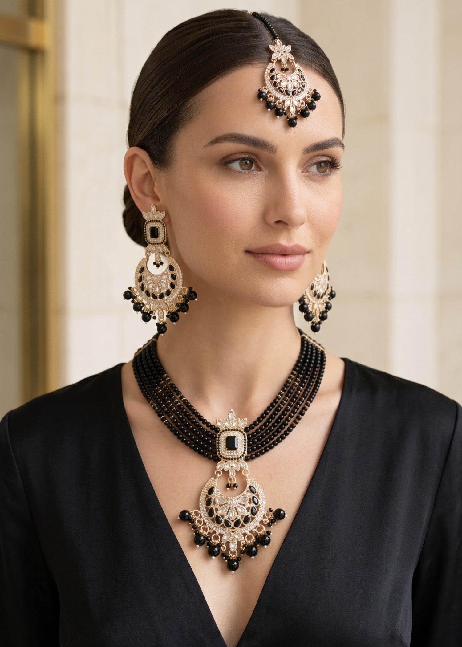 Jewelry Set in Black Color by - Trendy Women Jewelry Set WQZ7459