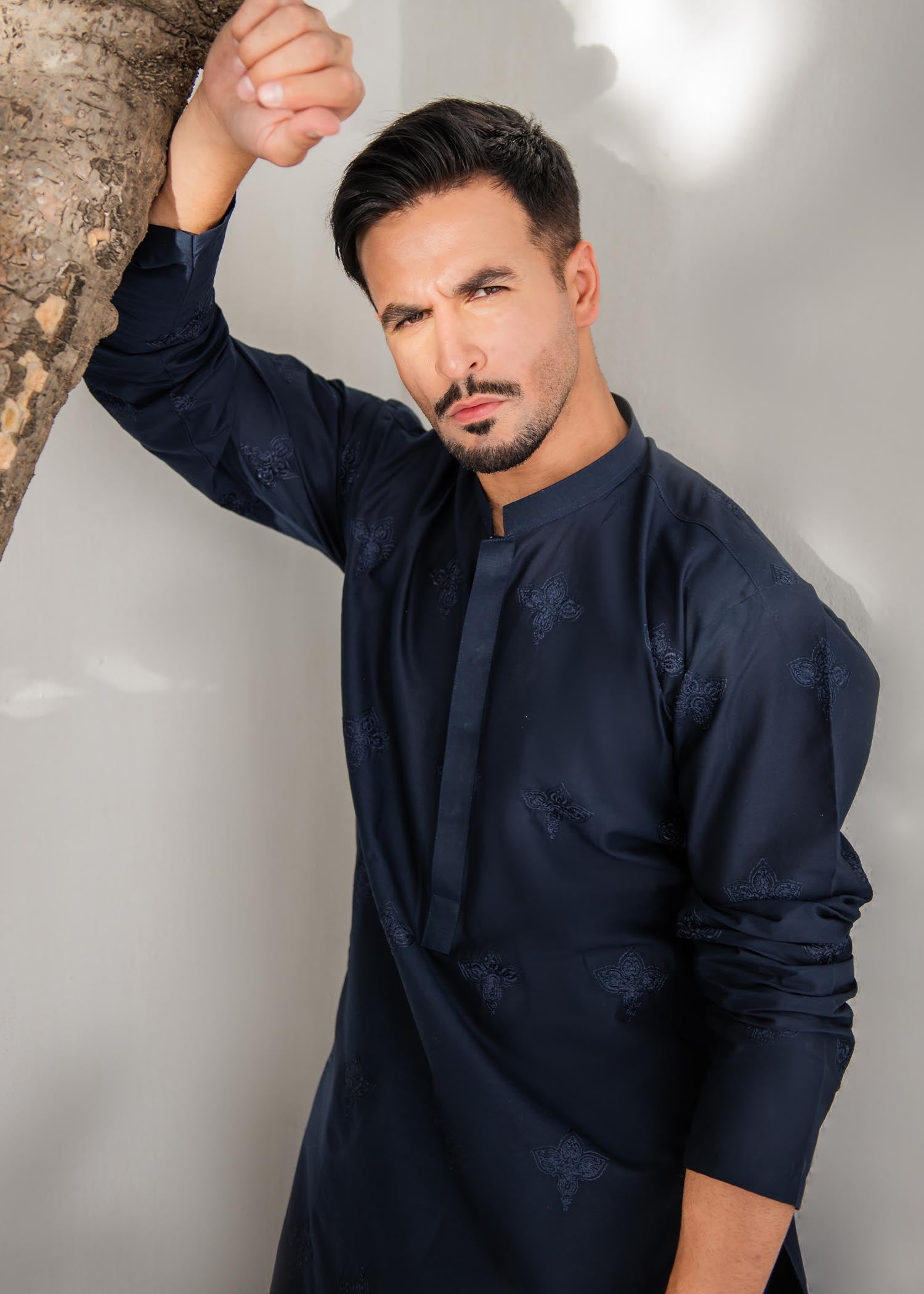 cotton Kurta Set in Blue by Shahjahan