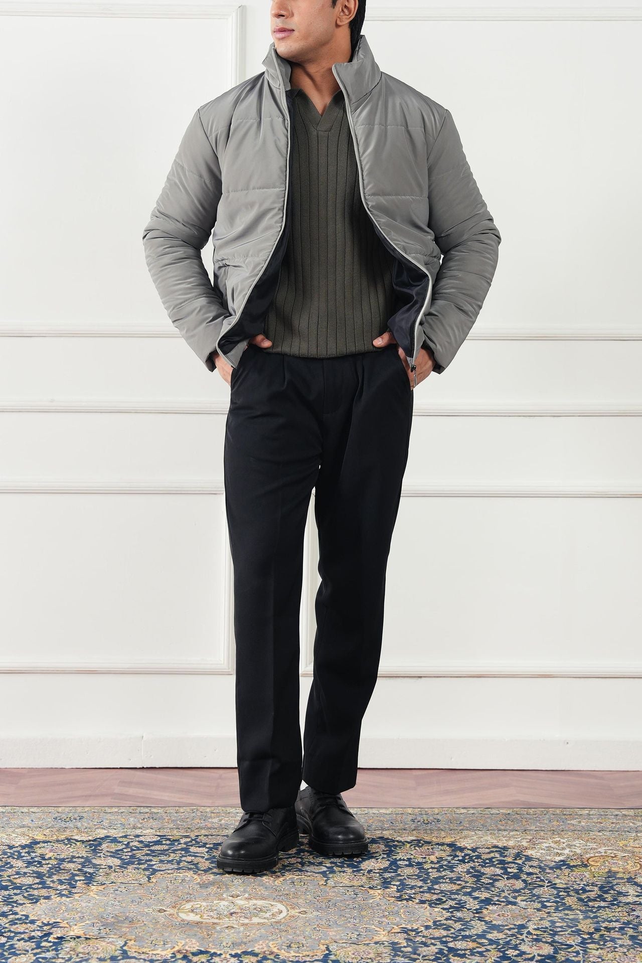 pure polyester Jacket in Light grey