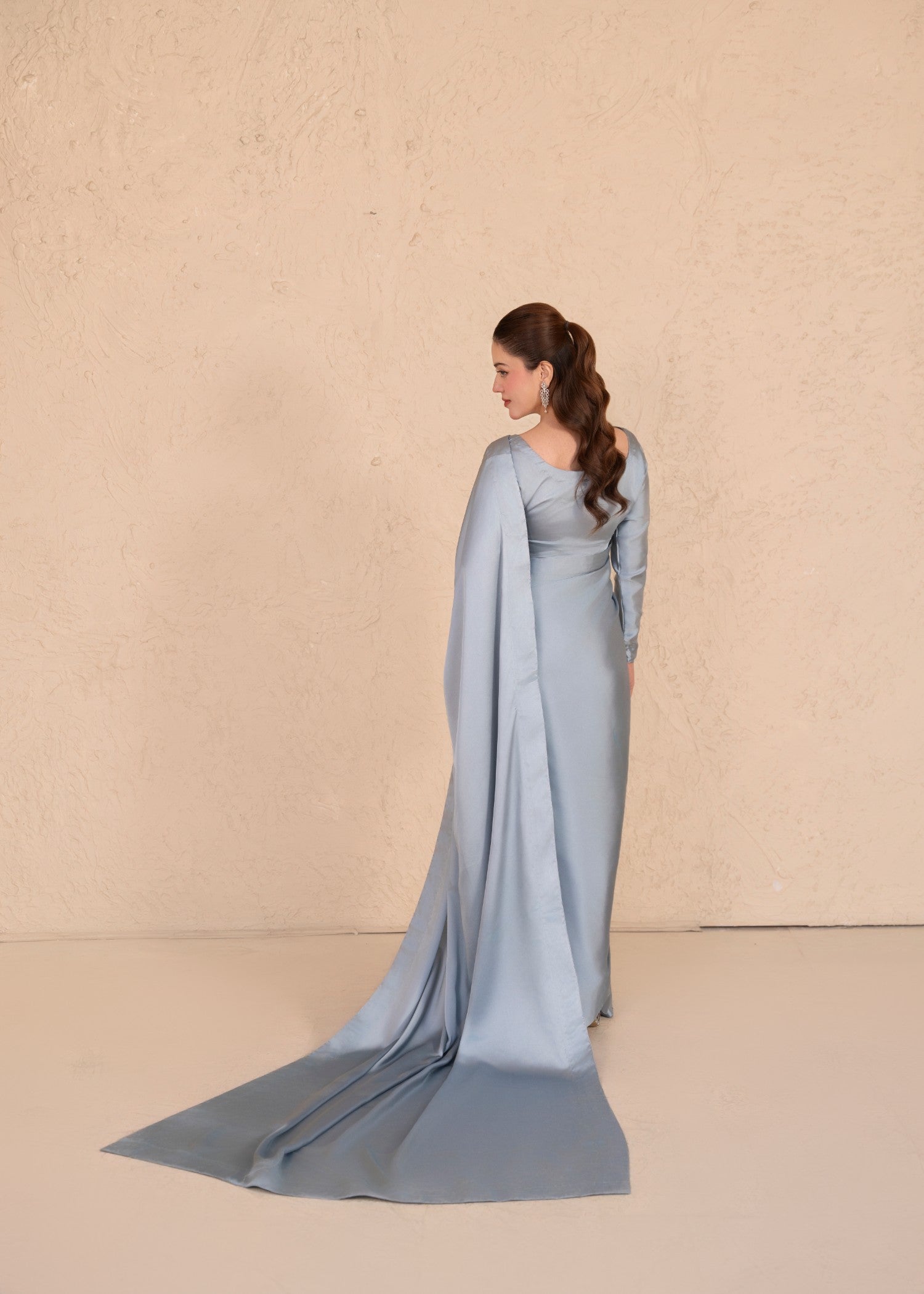silk Saree in Cloud blue