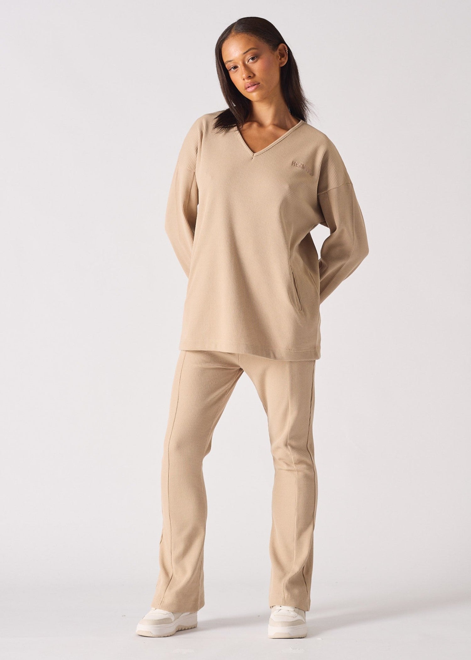 polyester Sweatshirt in Beige