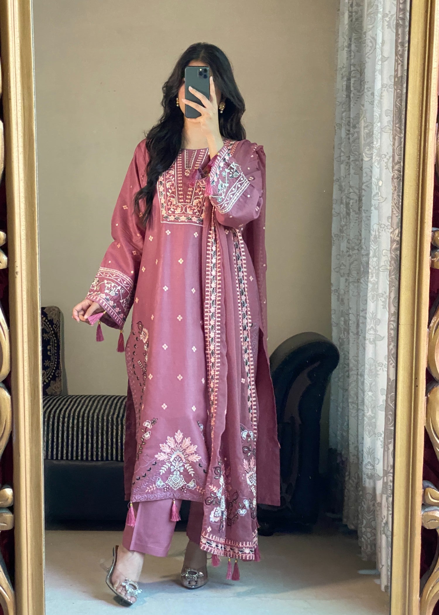 lawn Kurta Set in Pink