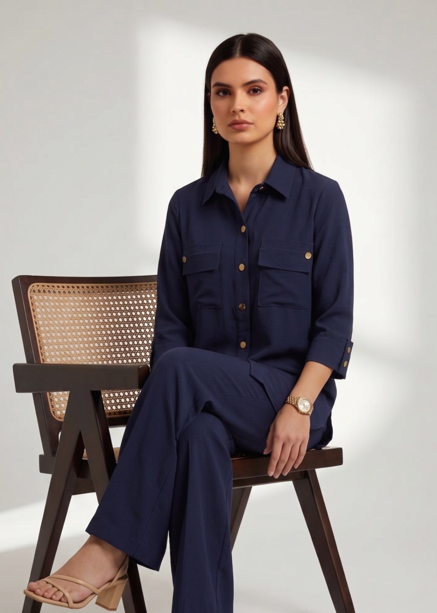 crepe georgette Co Ord Sets in Navy blue