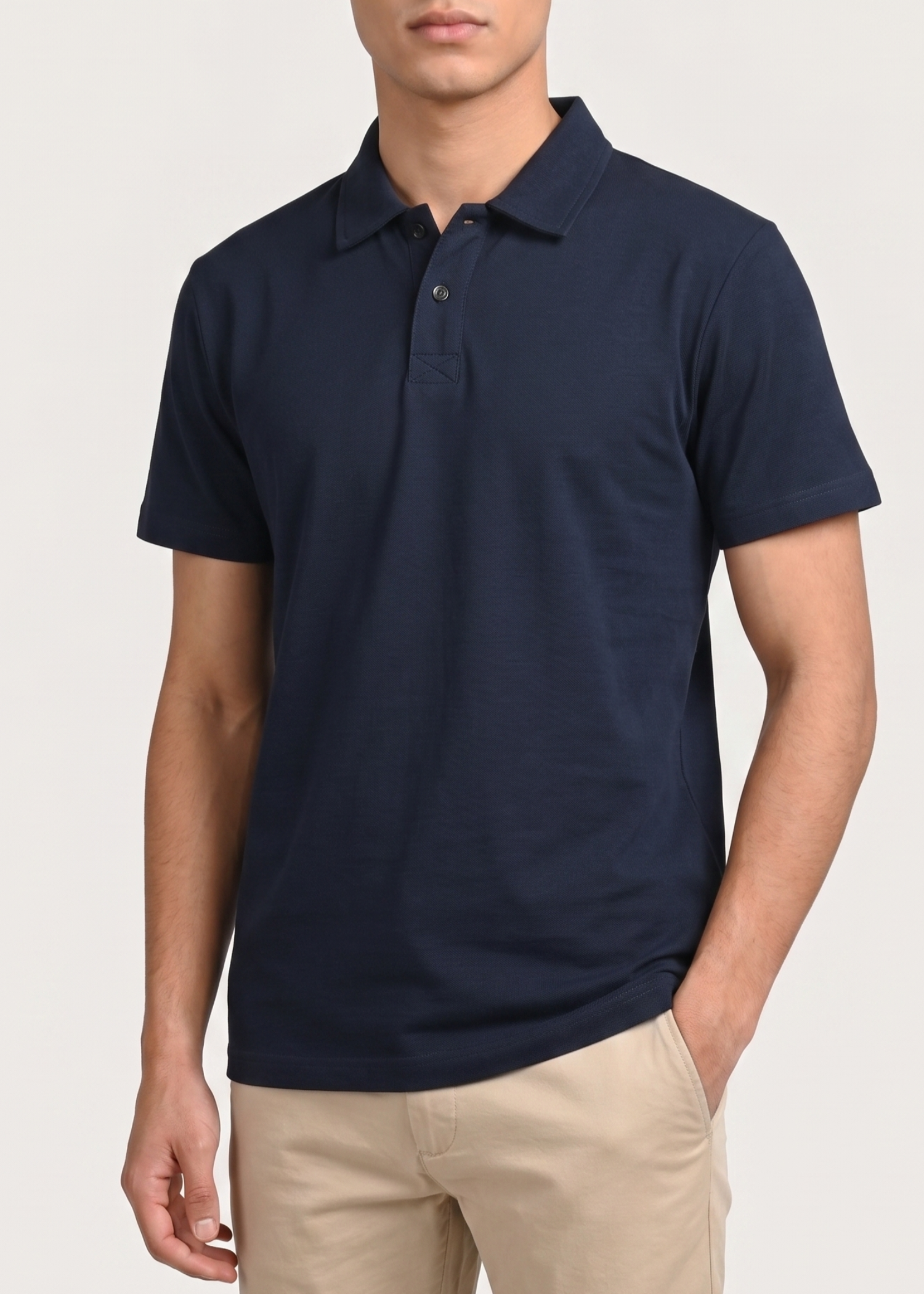 interlock knit Polo Shirt in Navy blue