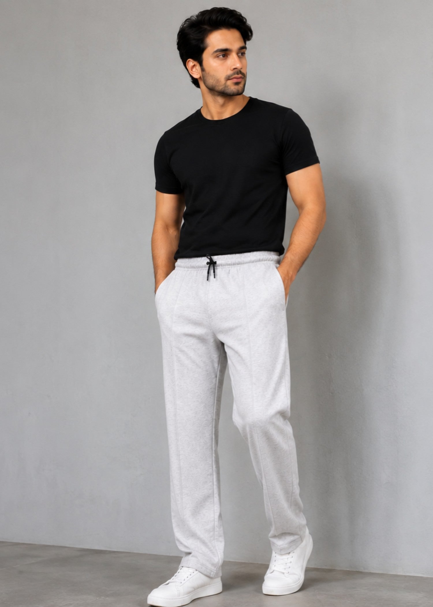 cotton jersey Trousers in Pastel grey