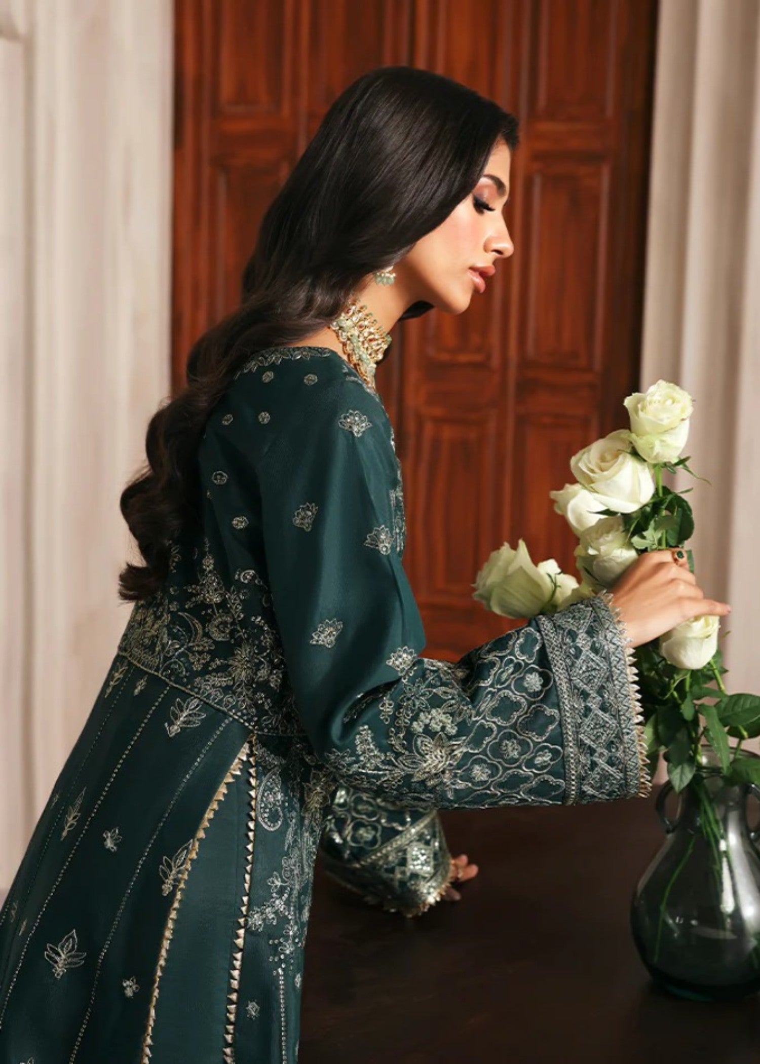 raw silk Sharara in Teal