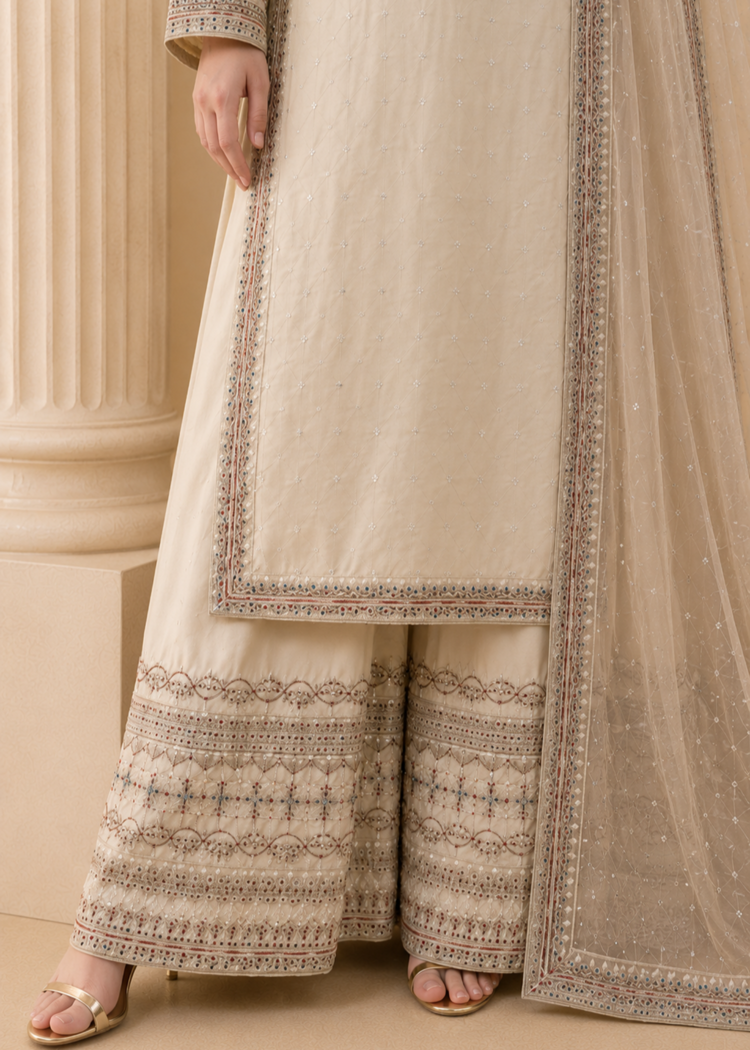 kattan silk Kurta Set in Cream