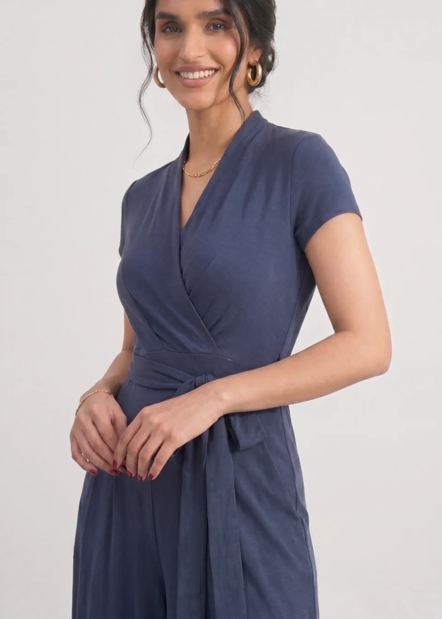 polyester Jumpsuit in Steel blue